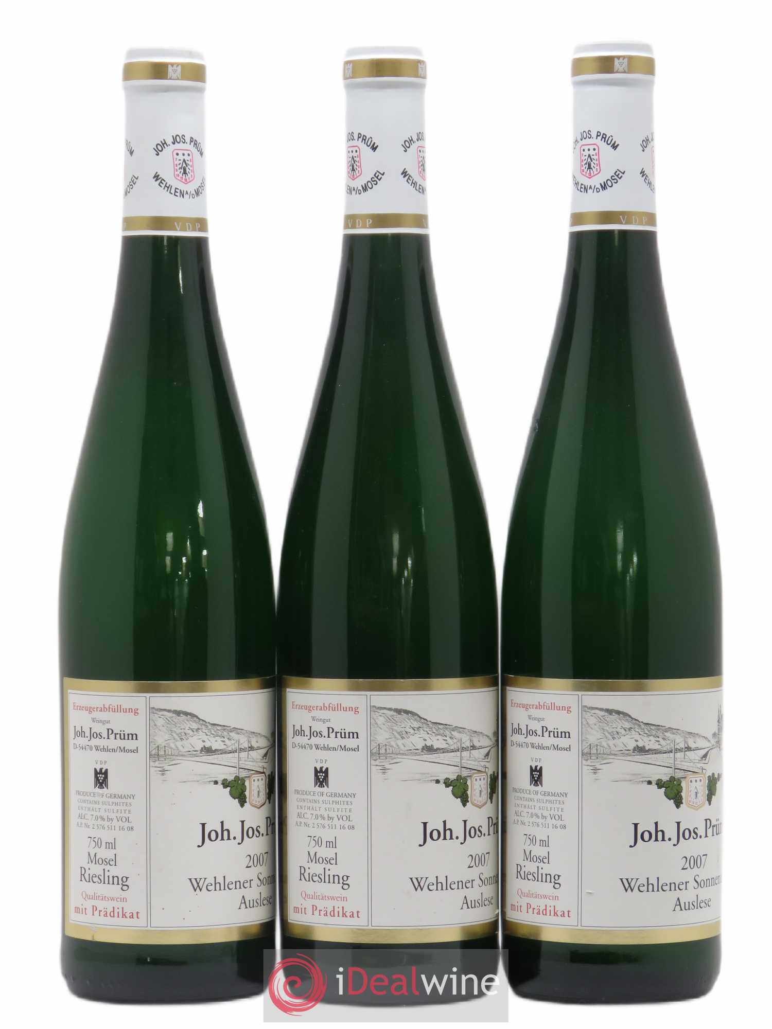 Riesling Joh. Jos. Prum Wehlener Sonnenuhr Auslese 2007 - Lot de 3 bouteilles - 1
