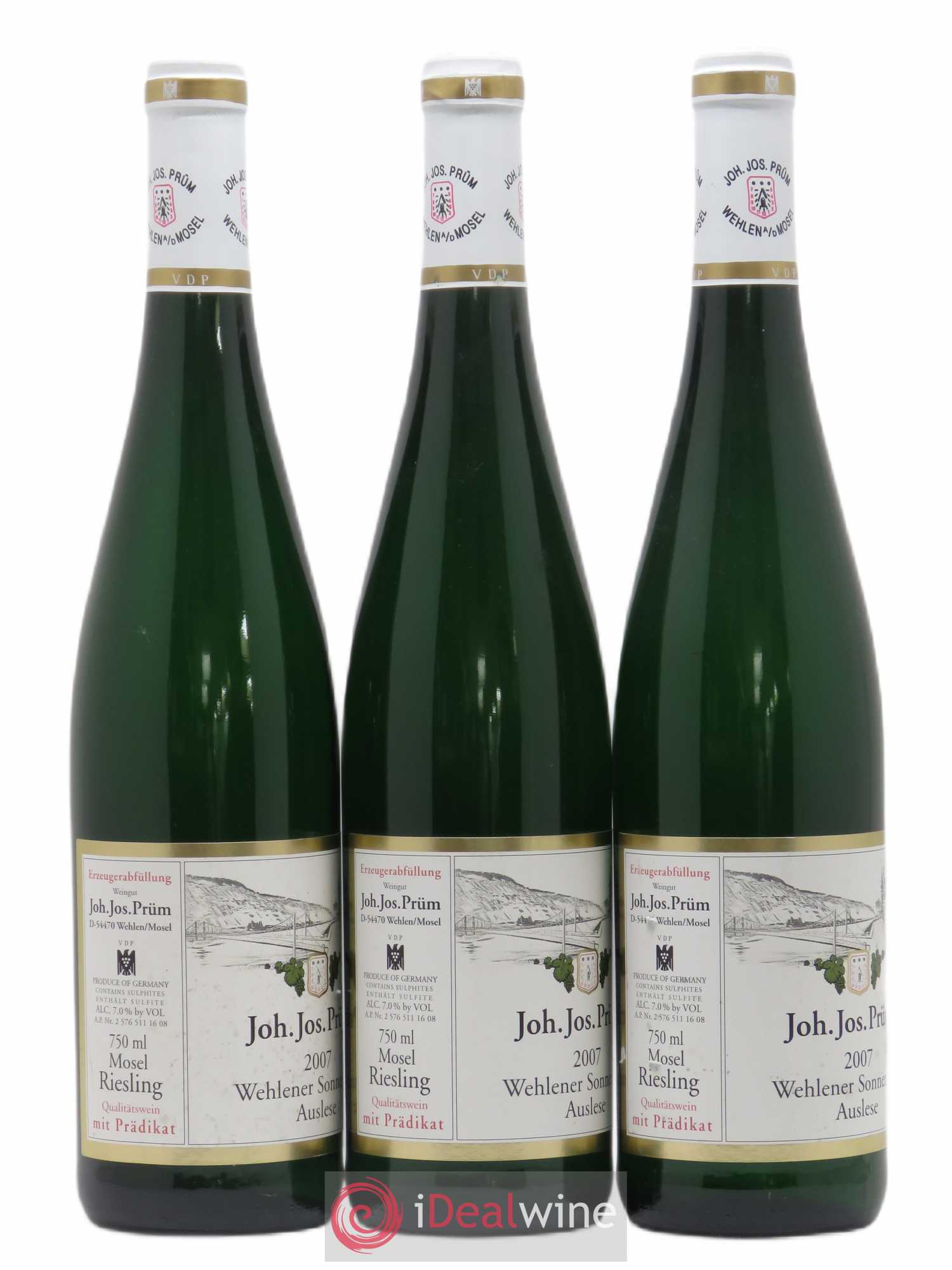 Riesling Joh. Jos. Prum Wehlener Sonnenuhr Auslese 2007 - Lot de 3 bouteilles - 1