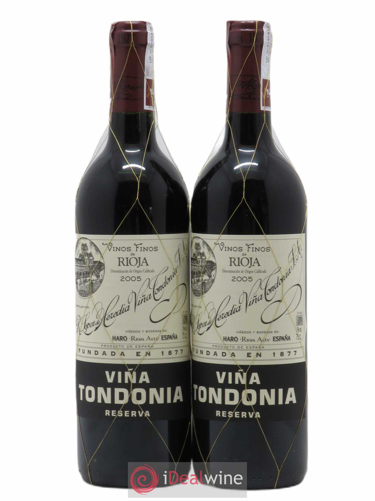 Rioja DOCA Reserva Vina Tondonia R. Lopez de Heredia 2005 - Lot de 2 bouteilles - 0