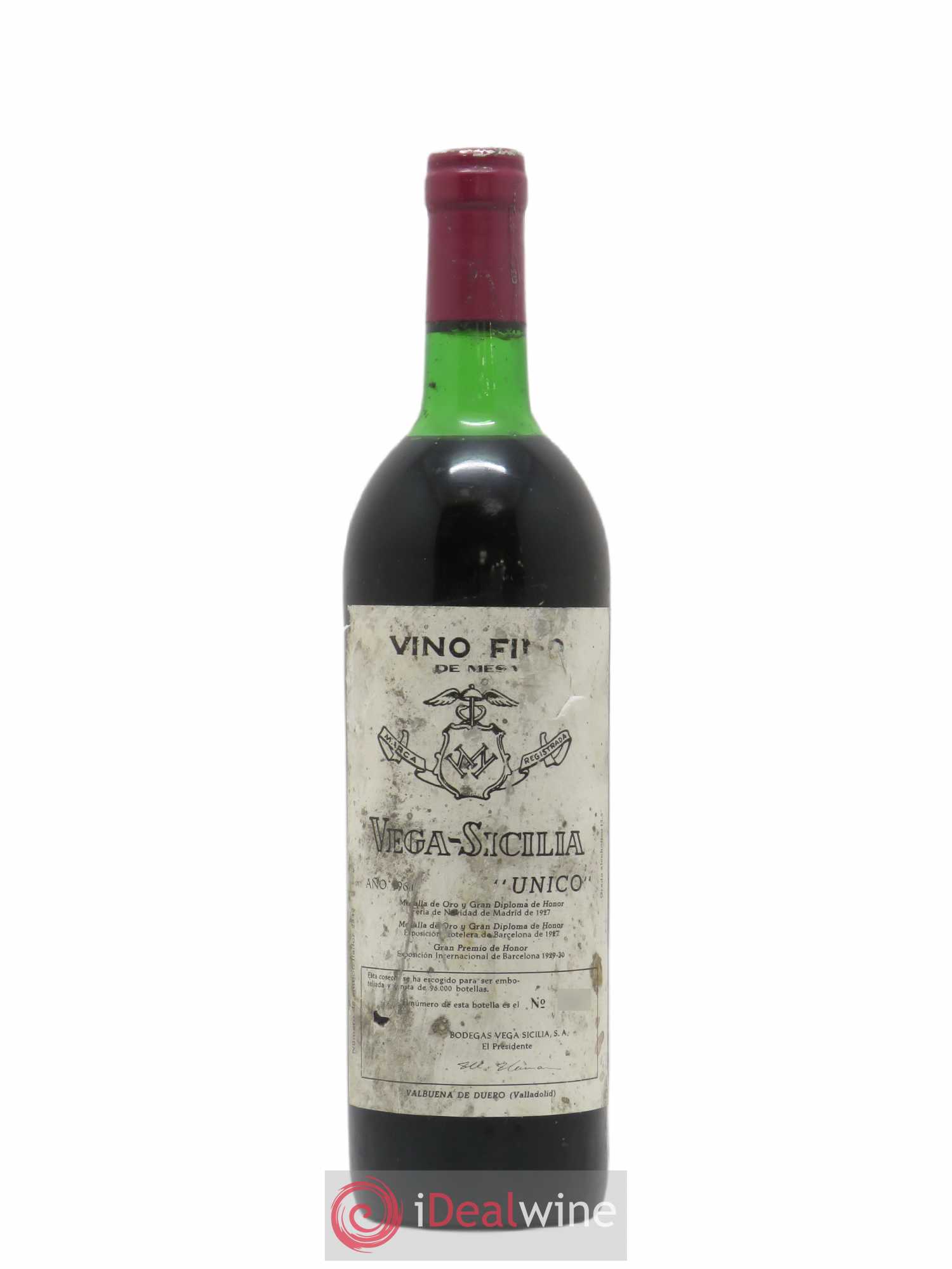 Ribera Del Duero DO Vega Sicilia Unico Famille Alvarez 1961 - Lot de 1 bouteille - 0
