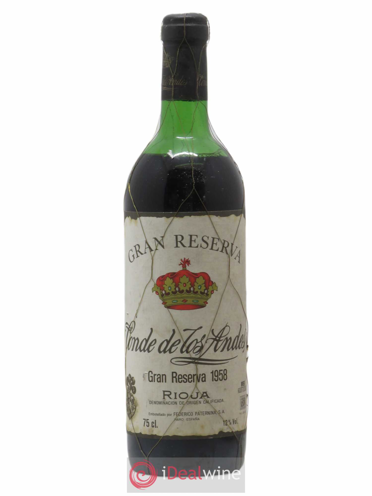 Rioja DOCA Conde de Los Andes Gran Reserva Federico Paternina 1958 - Posten von 1 Flasche - 0