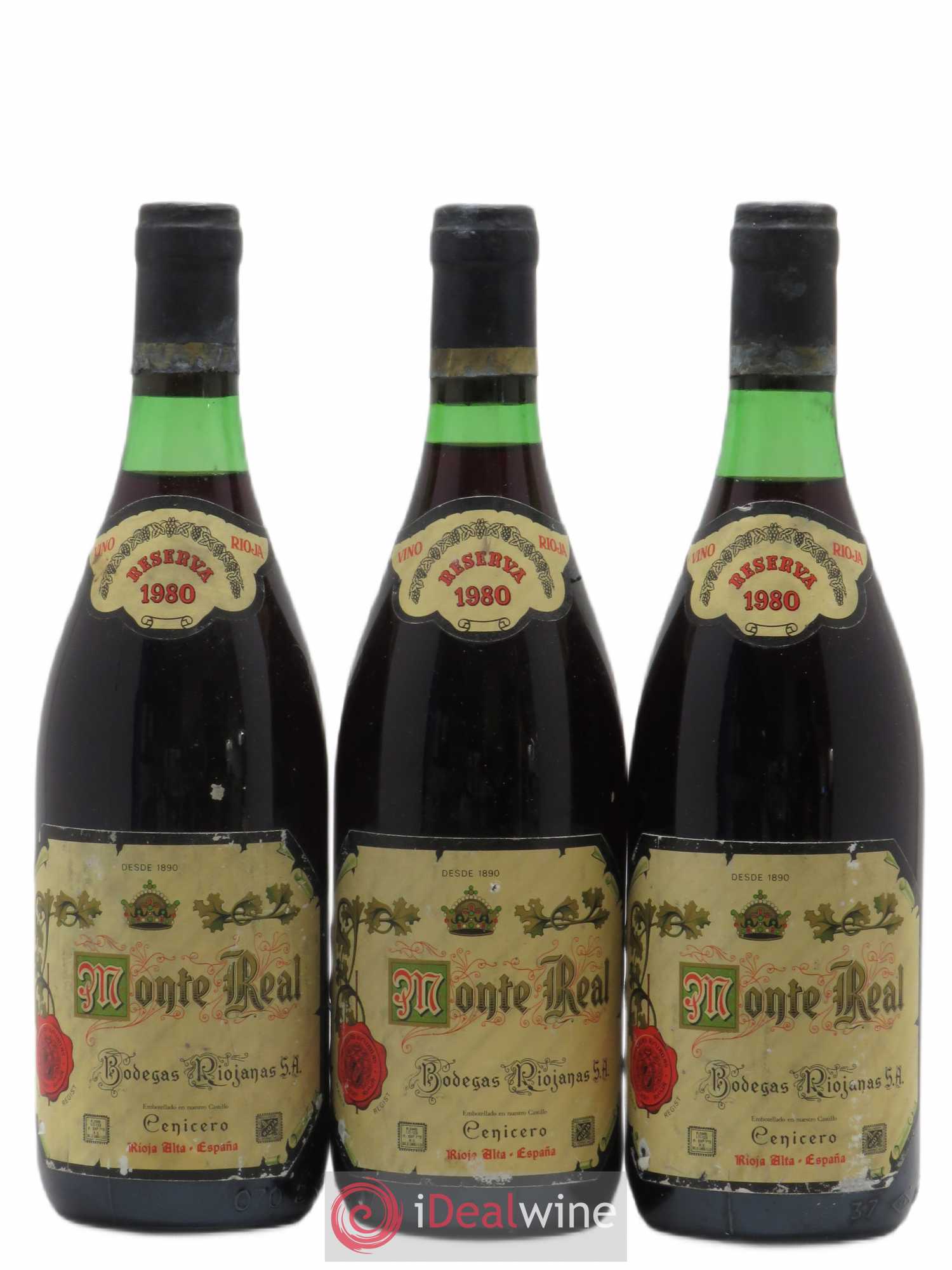 Rioja DOCA Reserva Monte Real 1980 - Lotto di 3 bottiglie - 0