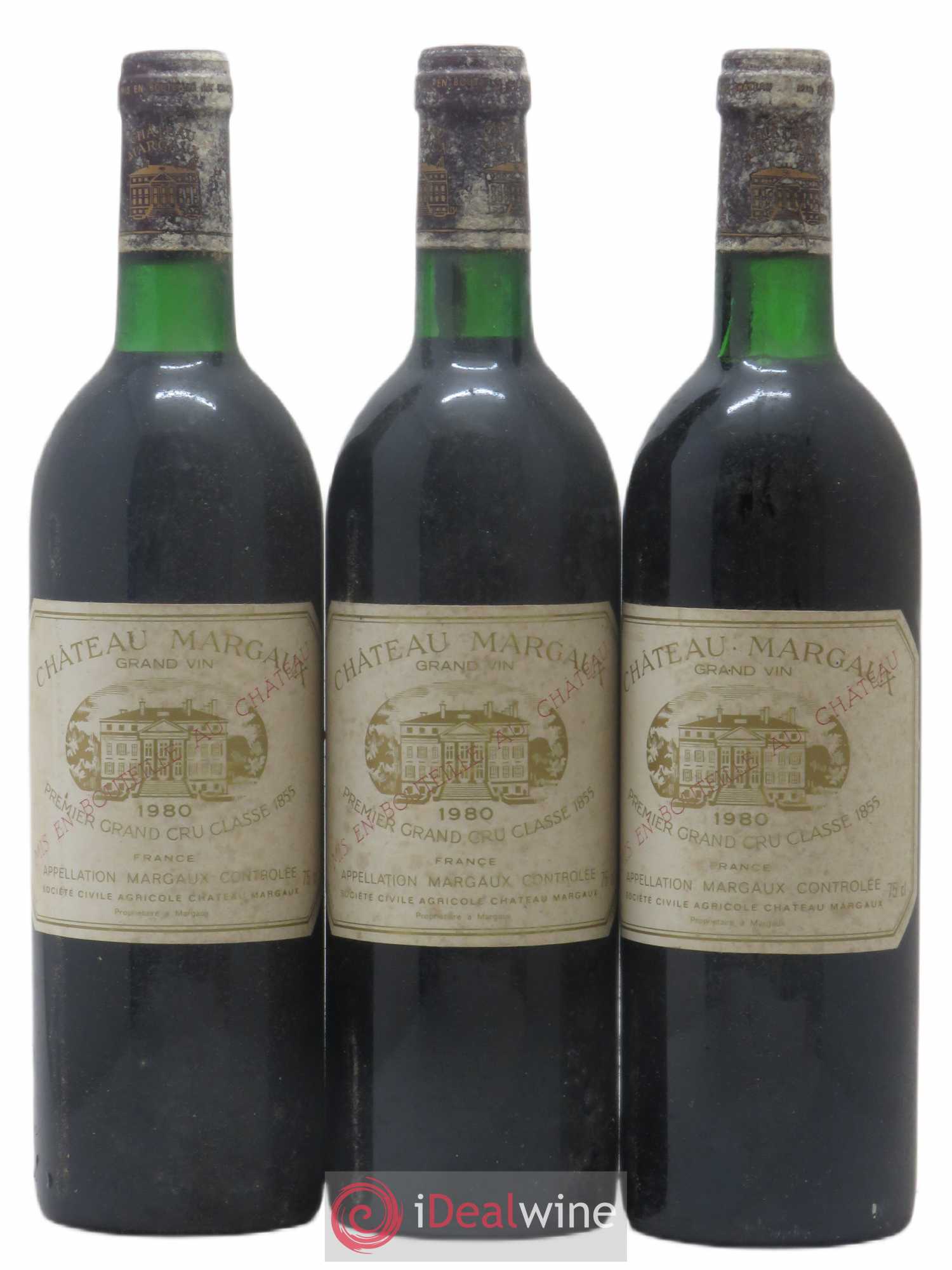 Château Margaux 1er Grand Cru Classé 1980 - Lot de 3 bouteilles - 0