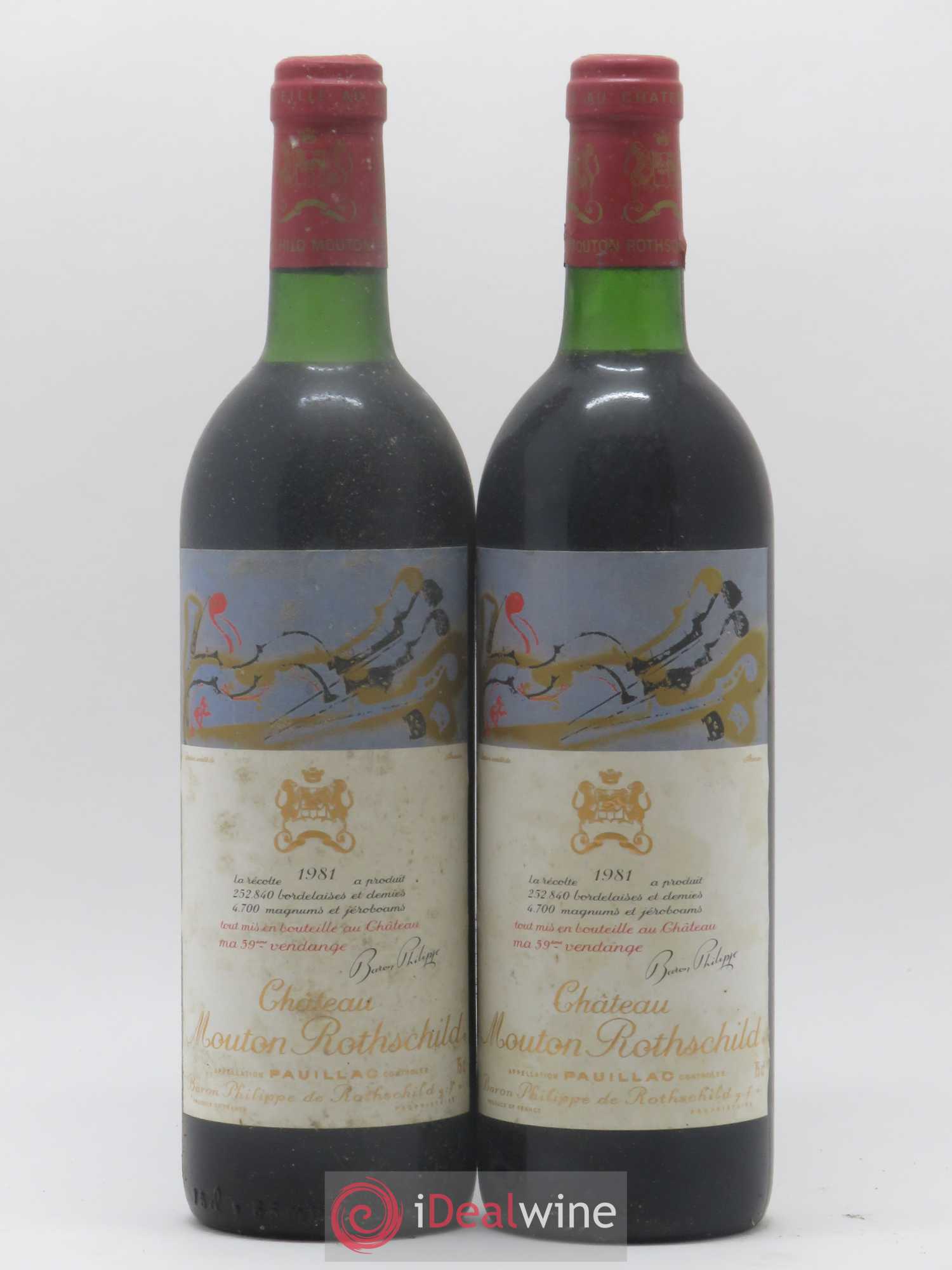 Château Mouton Rothschild 1er Grand Cru Classé 1981 - Lot de 2 bouteilles - 0