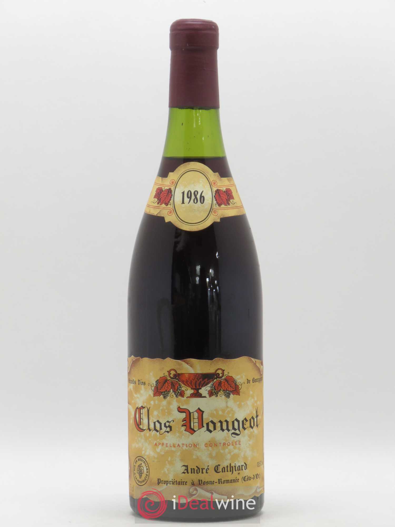 Clos de Vougeot Grand Cru André Cathiard 1986 - Lot de 1 bouteille - 0