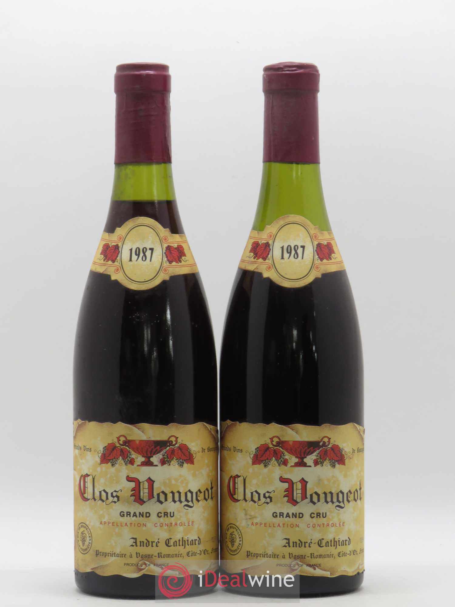 Clos de Vougeot Grand Cru André Cathiard 1987 - Lot de 2 bouteilles - 0