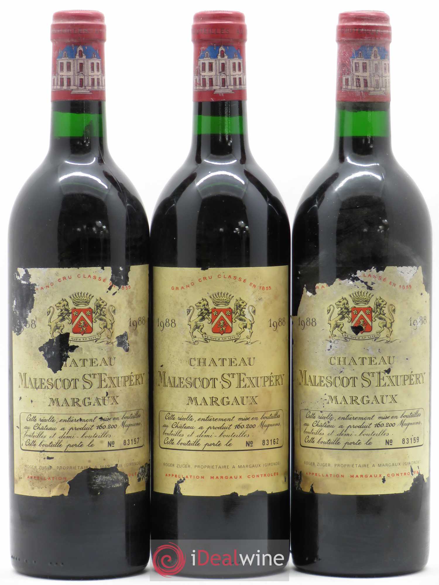 Château Malescot Saint-Exupéry 3ème Grand Cru Classé 1988 - Lot de 3 bouteilles - 0
