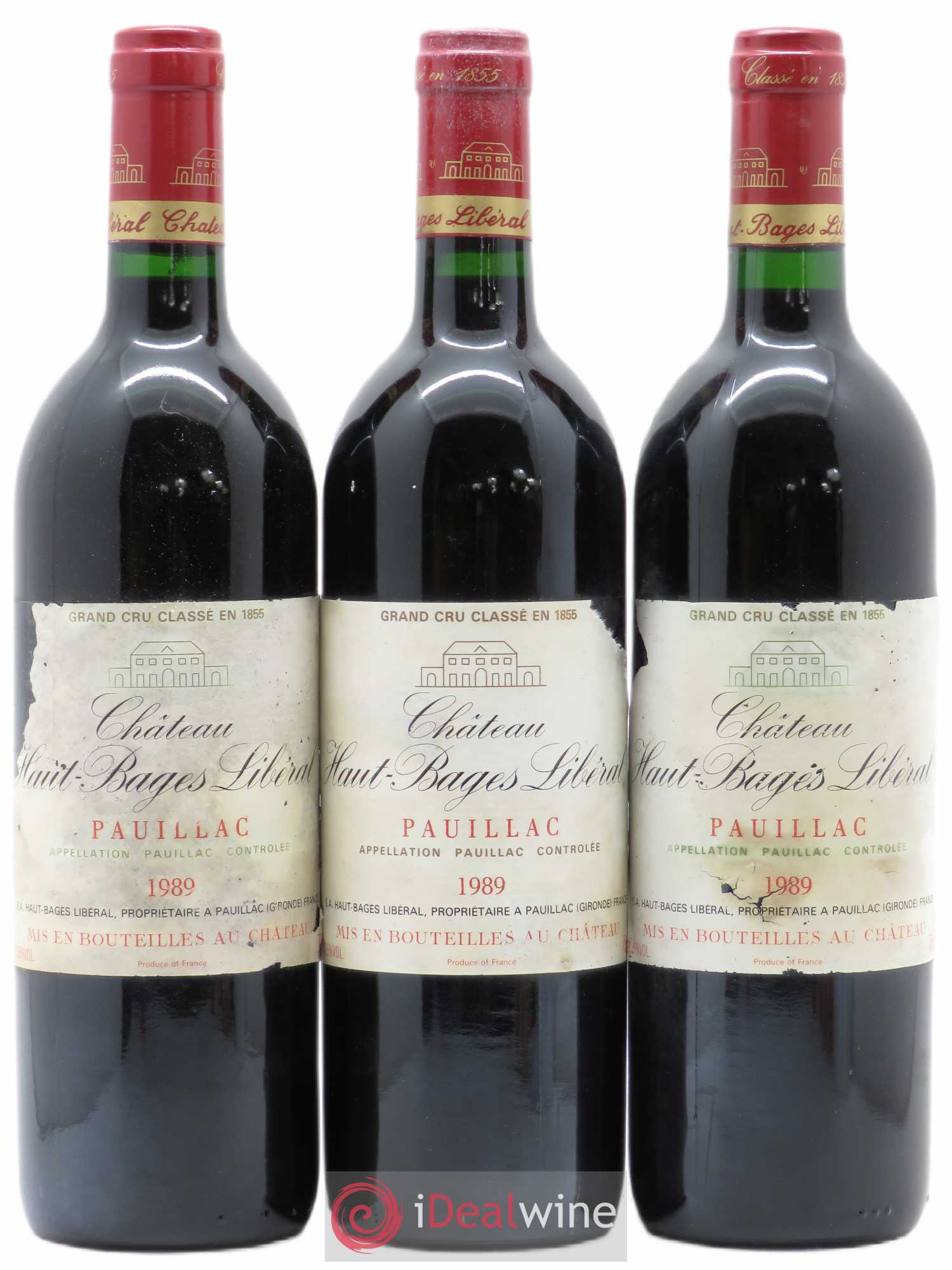 Château Haut Bages Libéral 5ème Grand Cru Classé 1989 - Lot de 3 bouteilles - 0