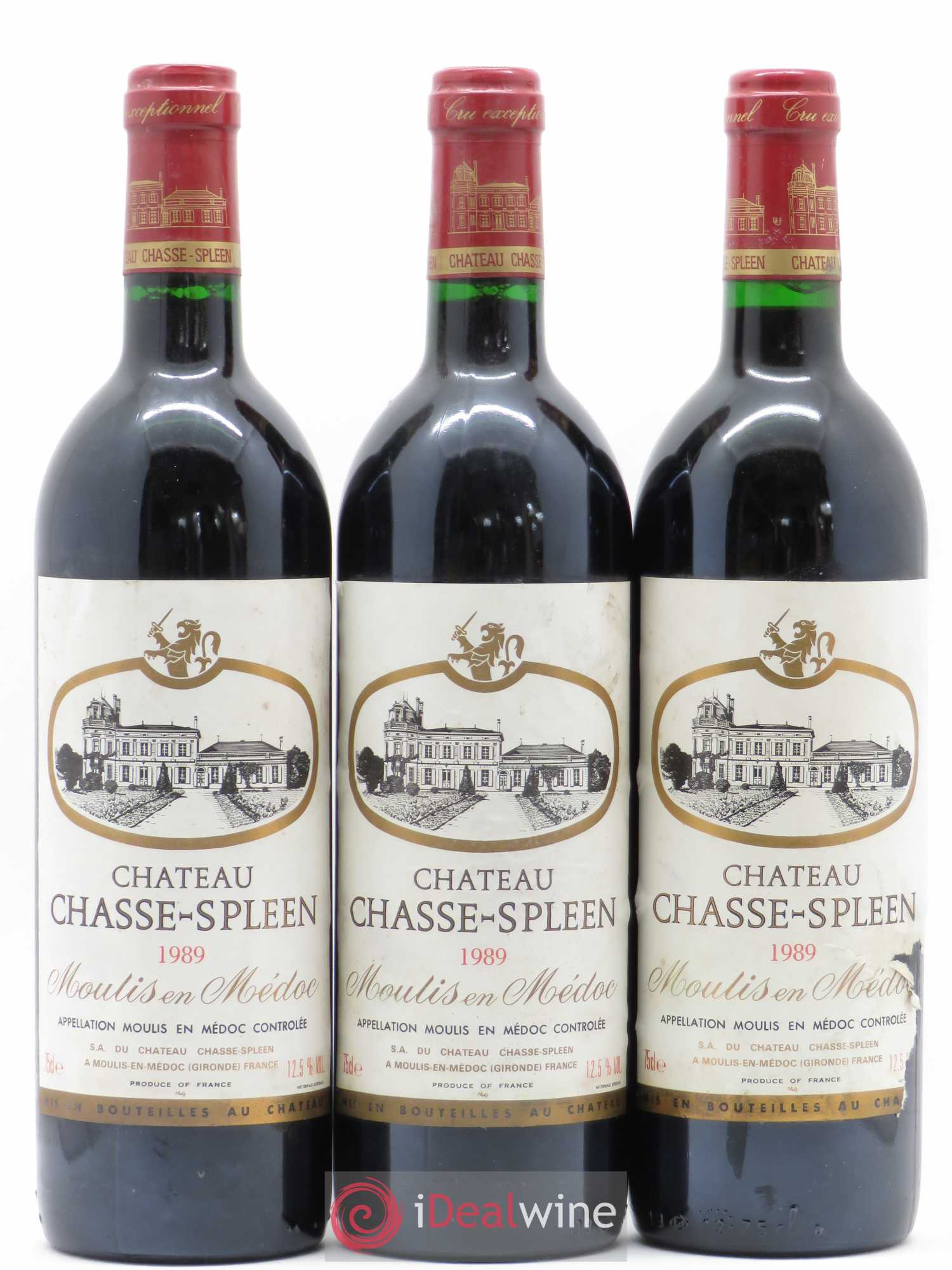 Château Chasse Spleen 1989 - Lot de 3 bouteilles - 0