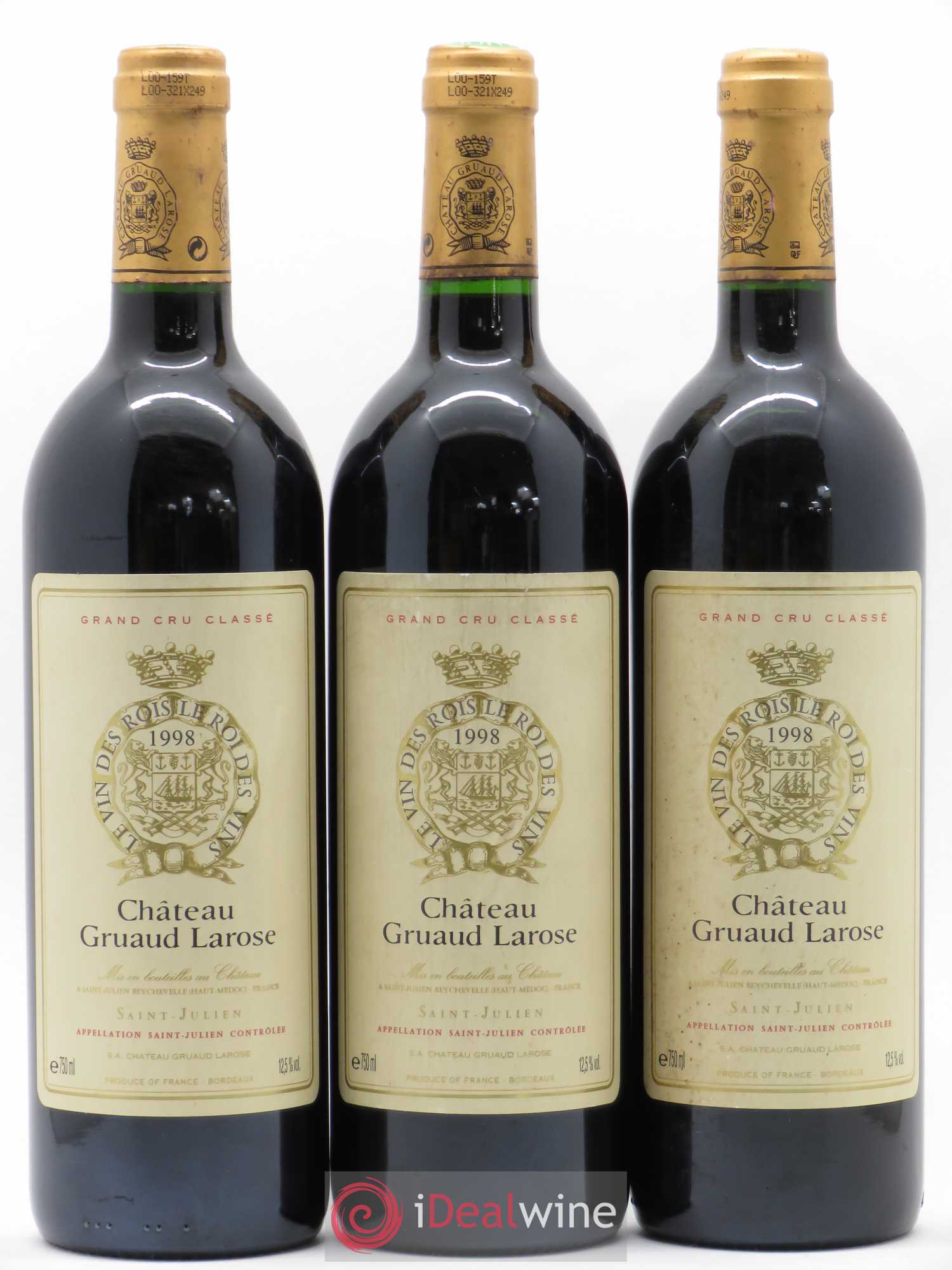 Château Gruaud Larose 2ème Grand Cru Classé 1998 - Lot de 3 bouteilles - 0