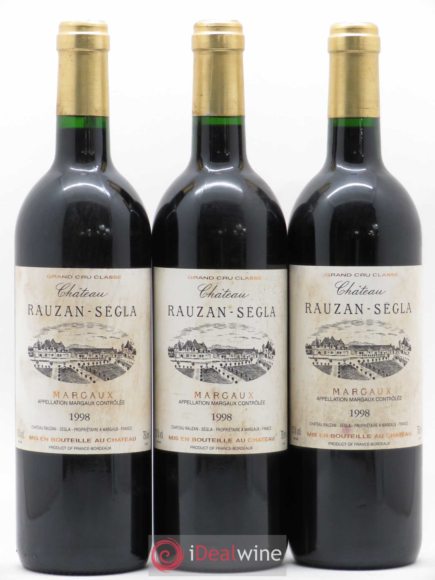 Château Rauzan Ségla Grand Cru Classé 1998 - Lot de 3 bouteilles - 0