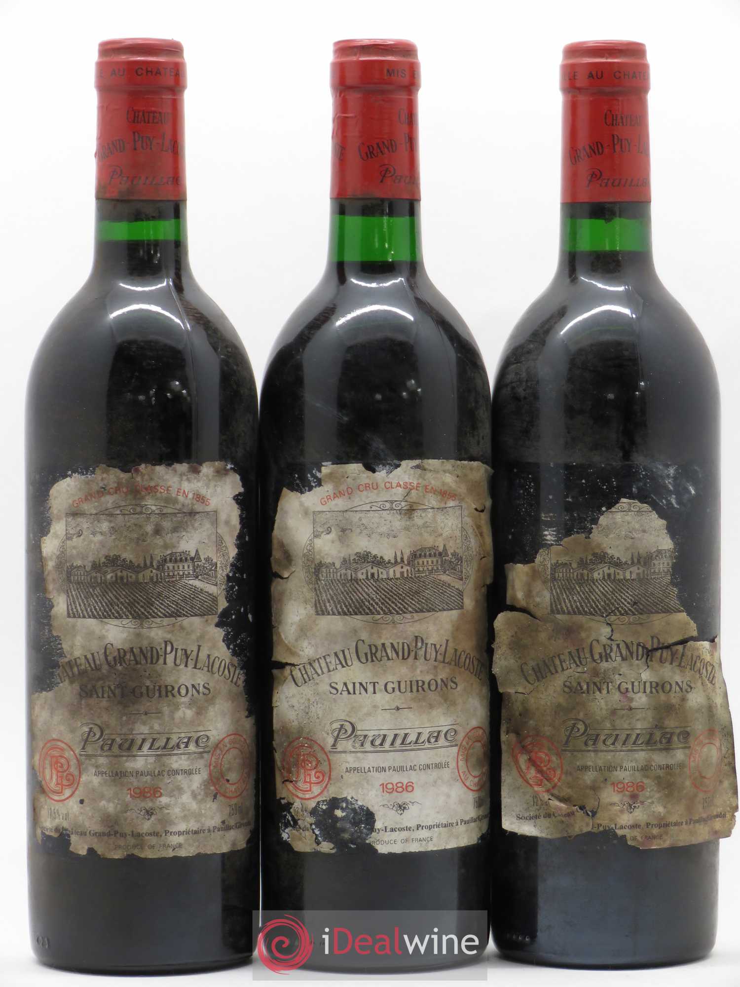 Château Grand Puy Lacoste 5ème Grand Cru Classé 1986 - Lot de 3 bouteilles - 0