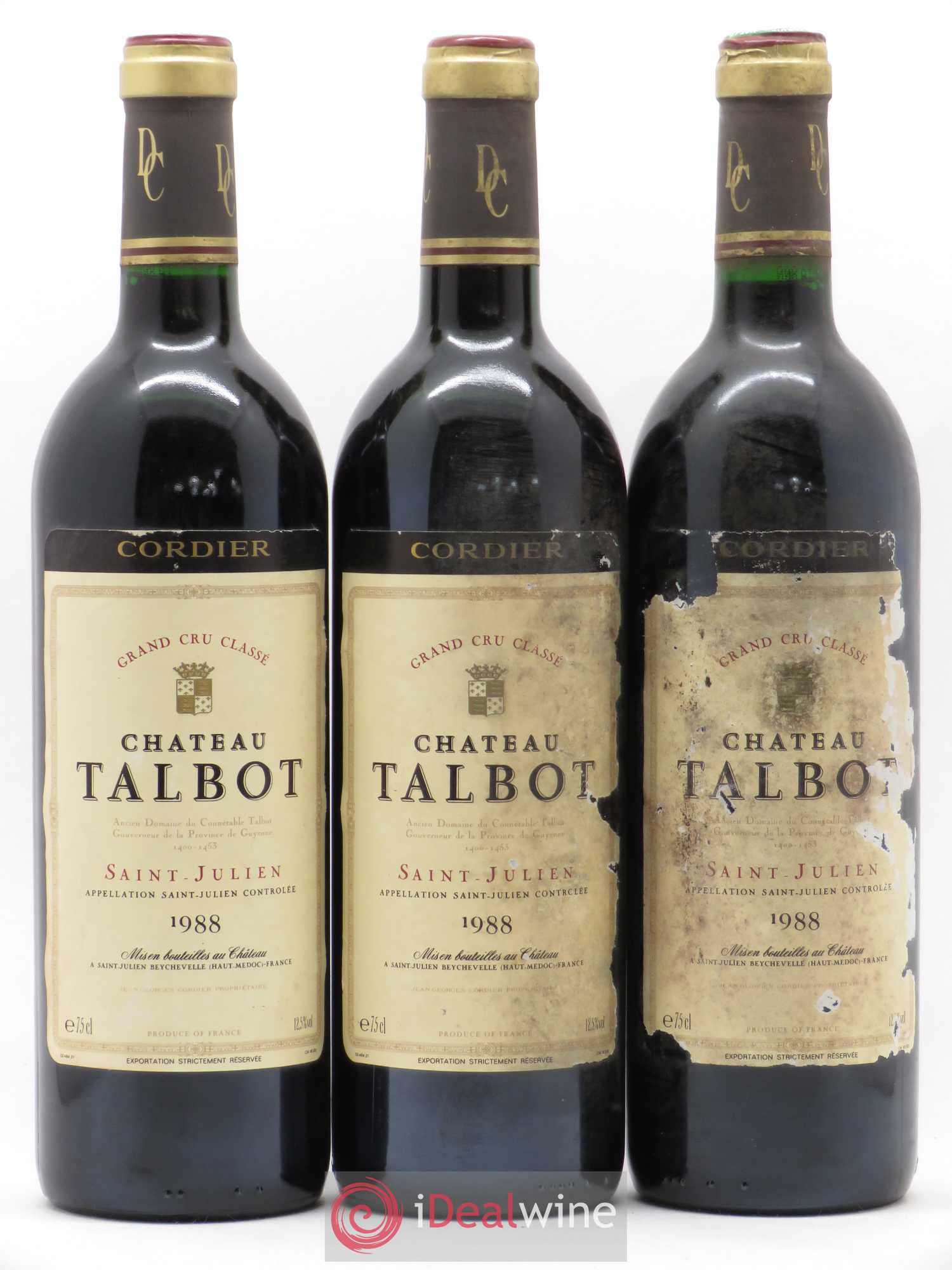 Château Talbot 4ème Grand Cru Classé 1988 - Lot de 3 bouteilles - 0