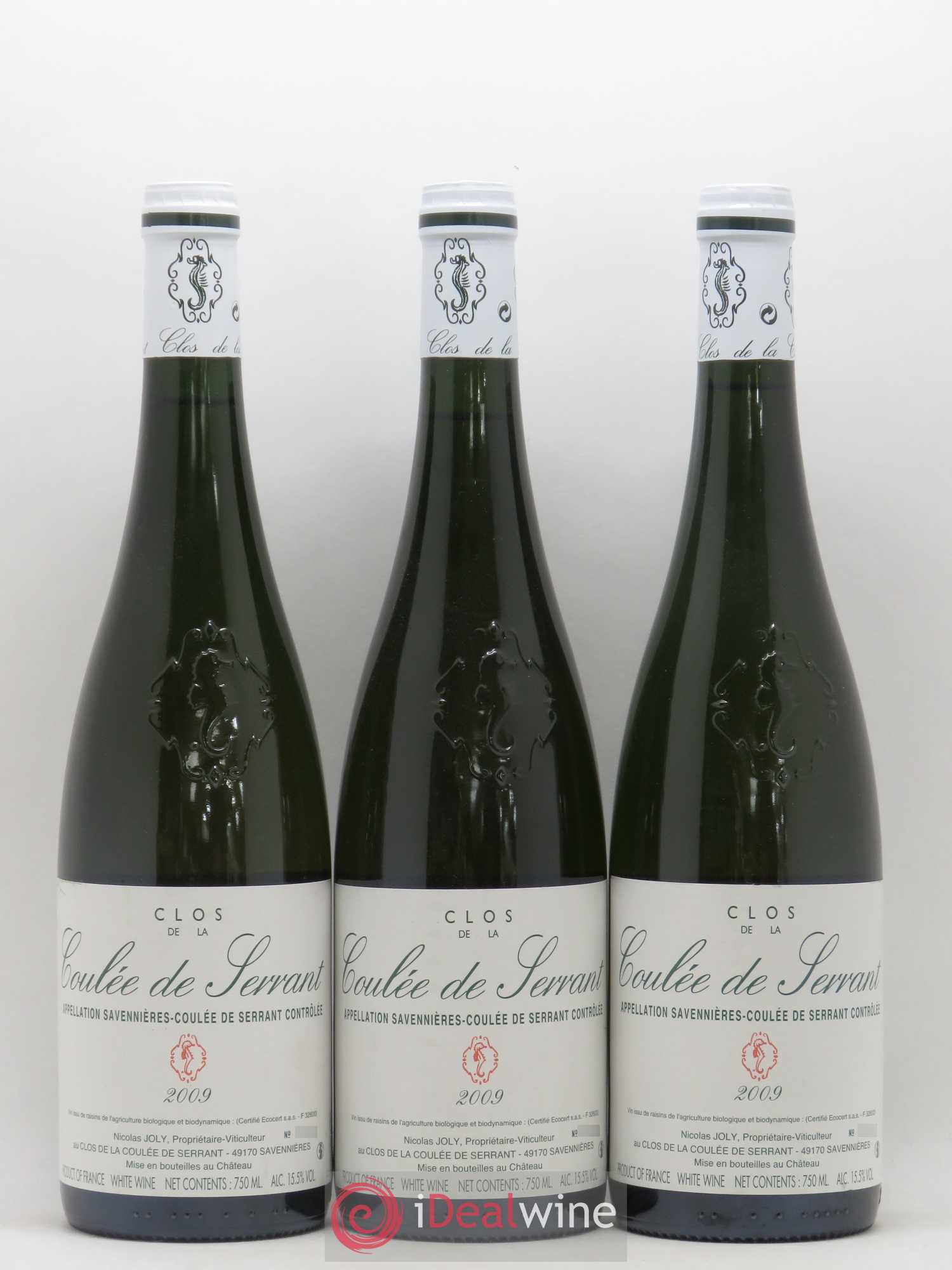 Savennières Clos de la Coulée de Serrant Vignobles de la Coulée de Serrant - Nicolas Joly 2009 - Lot de 3 bouteilles - 0