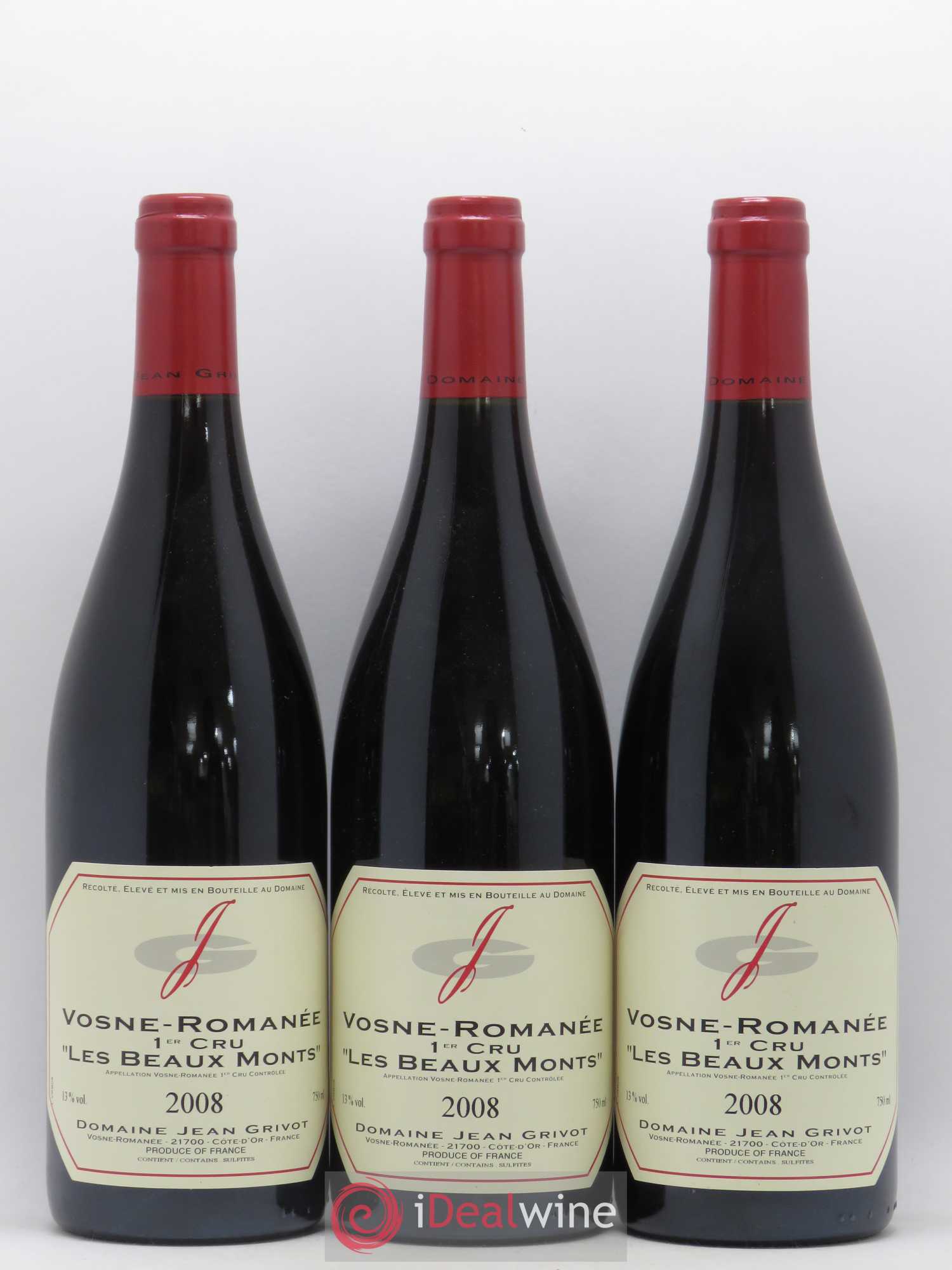 Vosne-Romanée 1er Cru Les Beaux-Monts Jean Grivot 2008 - Lot de 3 bouteilles - 0