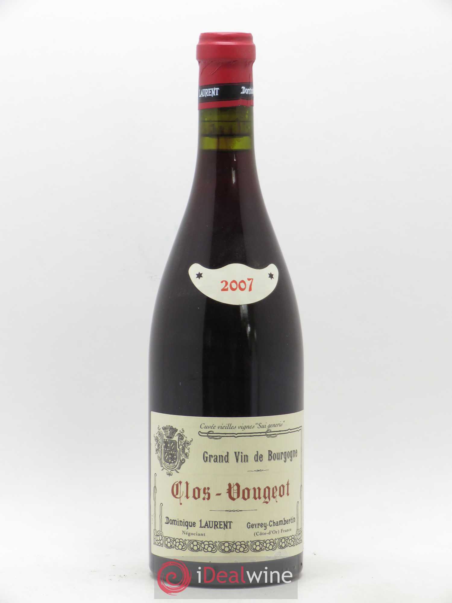 Clos de Vougeot Grand Cru Vieilles vignes Sui Generis Dominique Laurent 2007 - Lot de 1 bouteille - 0