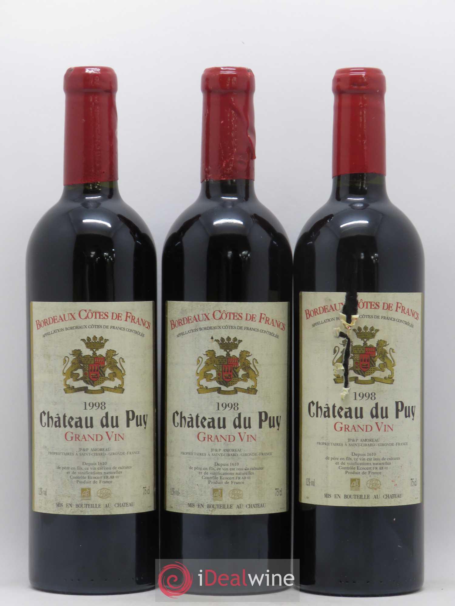 Château Le Puy 1998 - Lot de 3 bouteilles - 0
