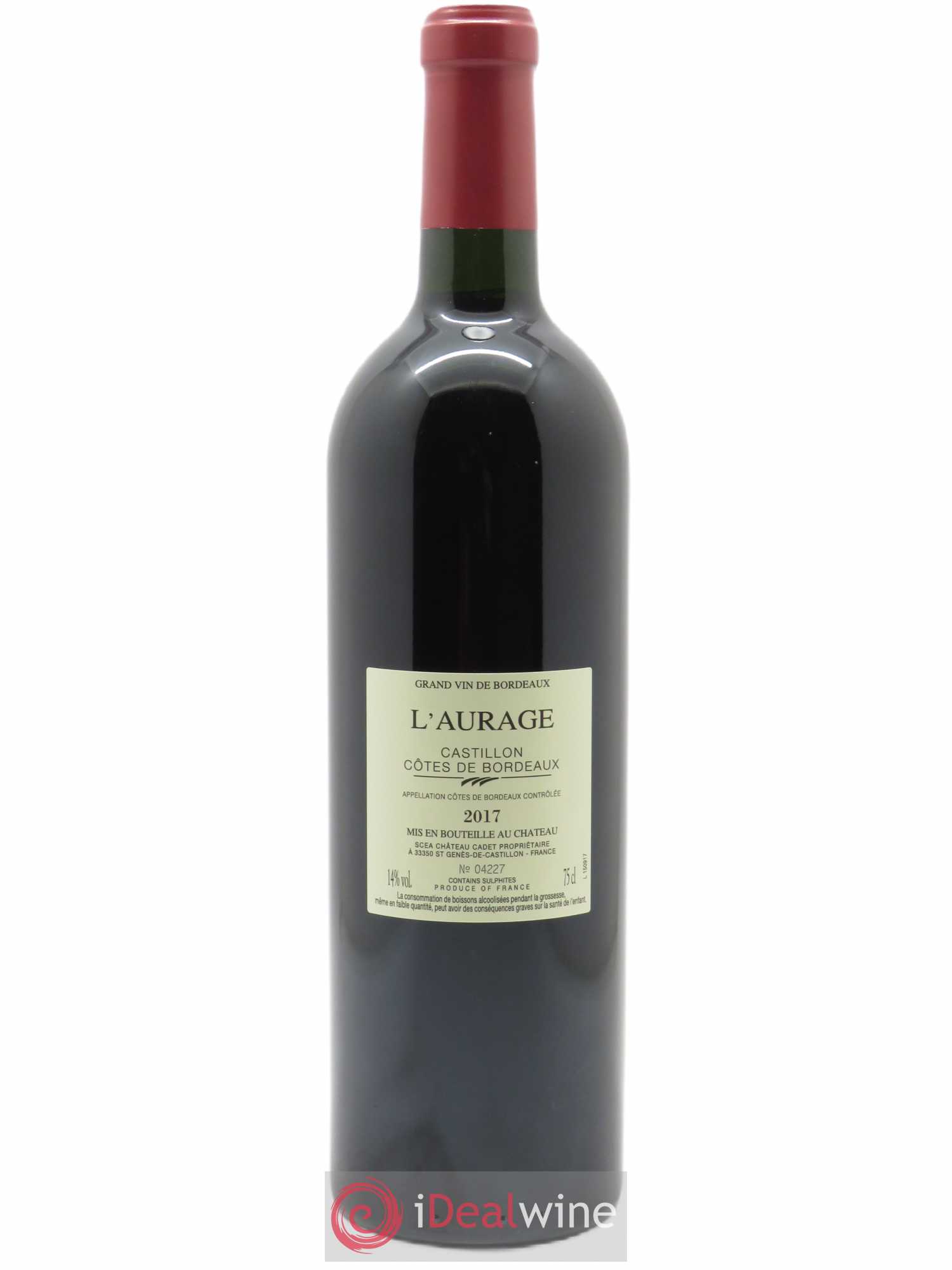 L'Aurage (CBO à partir de 6 bts) 2017 - Lot de 1 bouteille - 1