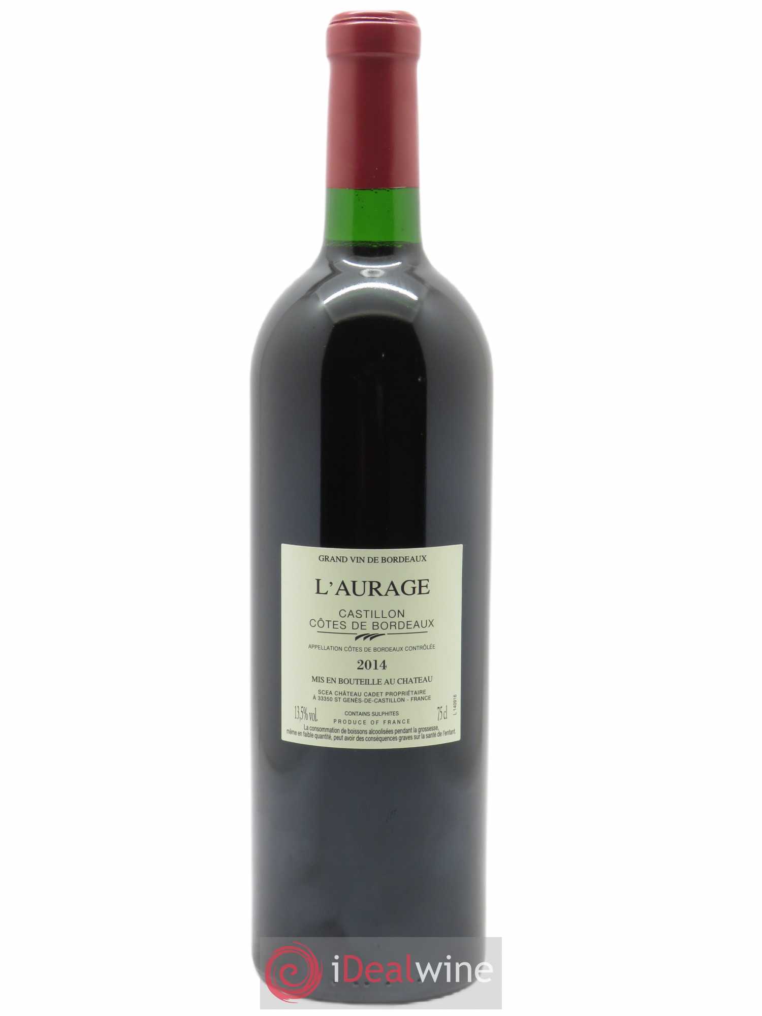 L'Aurage (CBO à partir de 12 bts) 2014 - Lot de 1 bouteille - 1