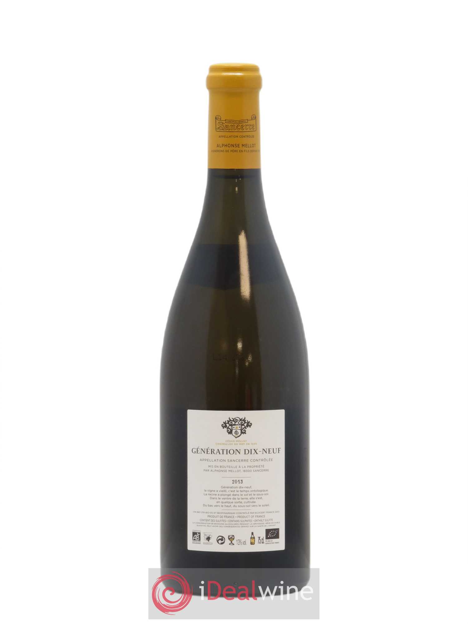 Sancerre Génération XIX Alphonse Mellot 2013 - Posten von 1 Flasche - 1