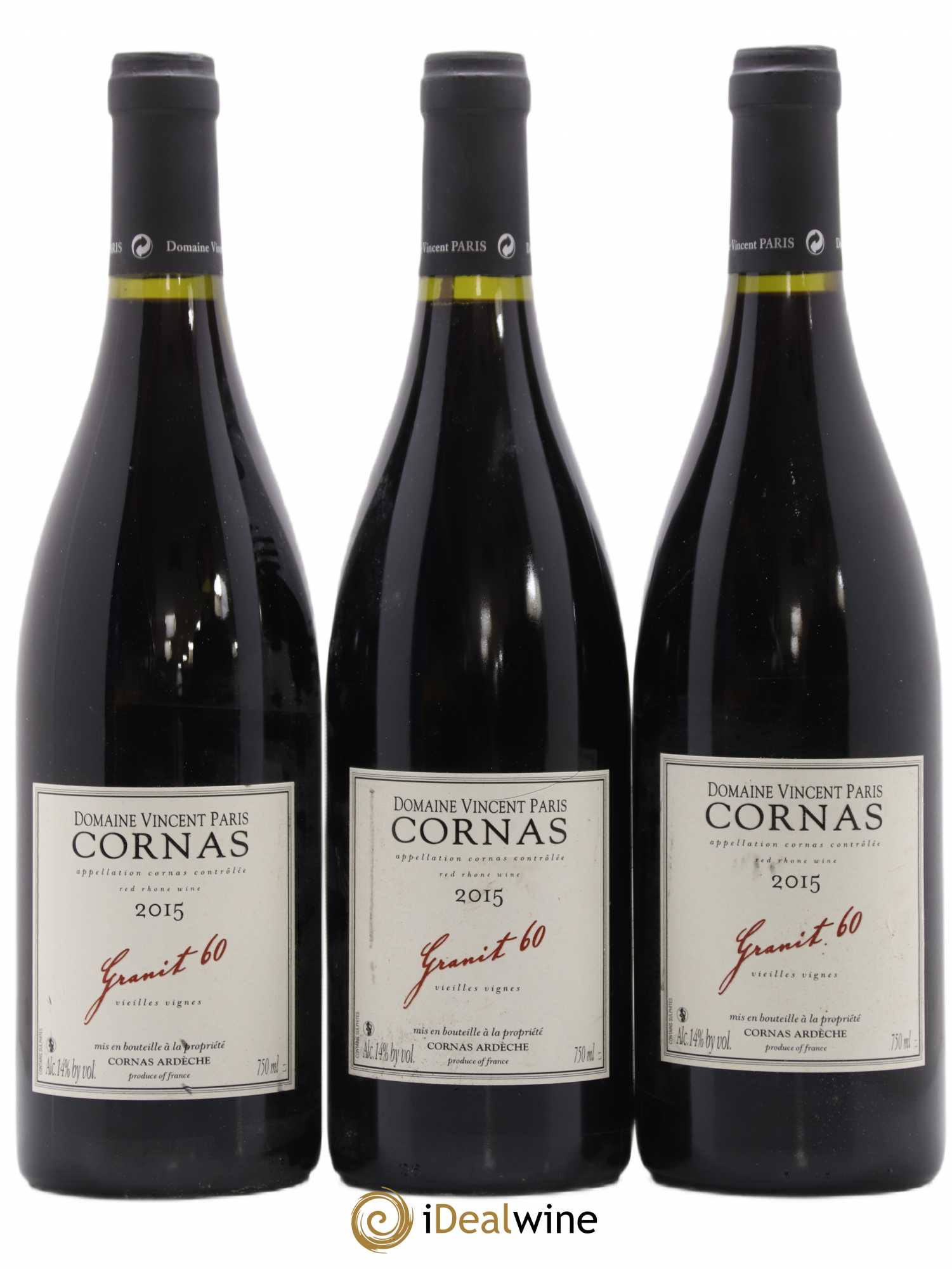 Cornas Granit 60 Vieilles Vignes Vincent Paris 2015 - Lot de 3 bouteilles - 0