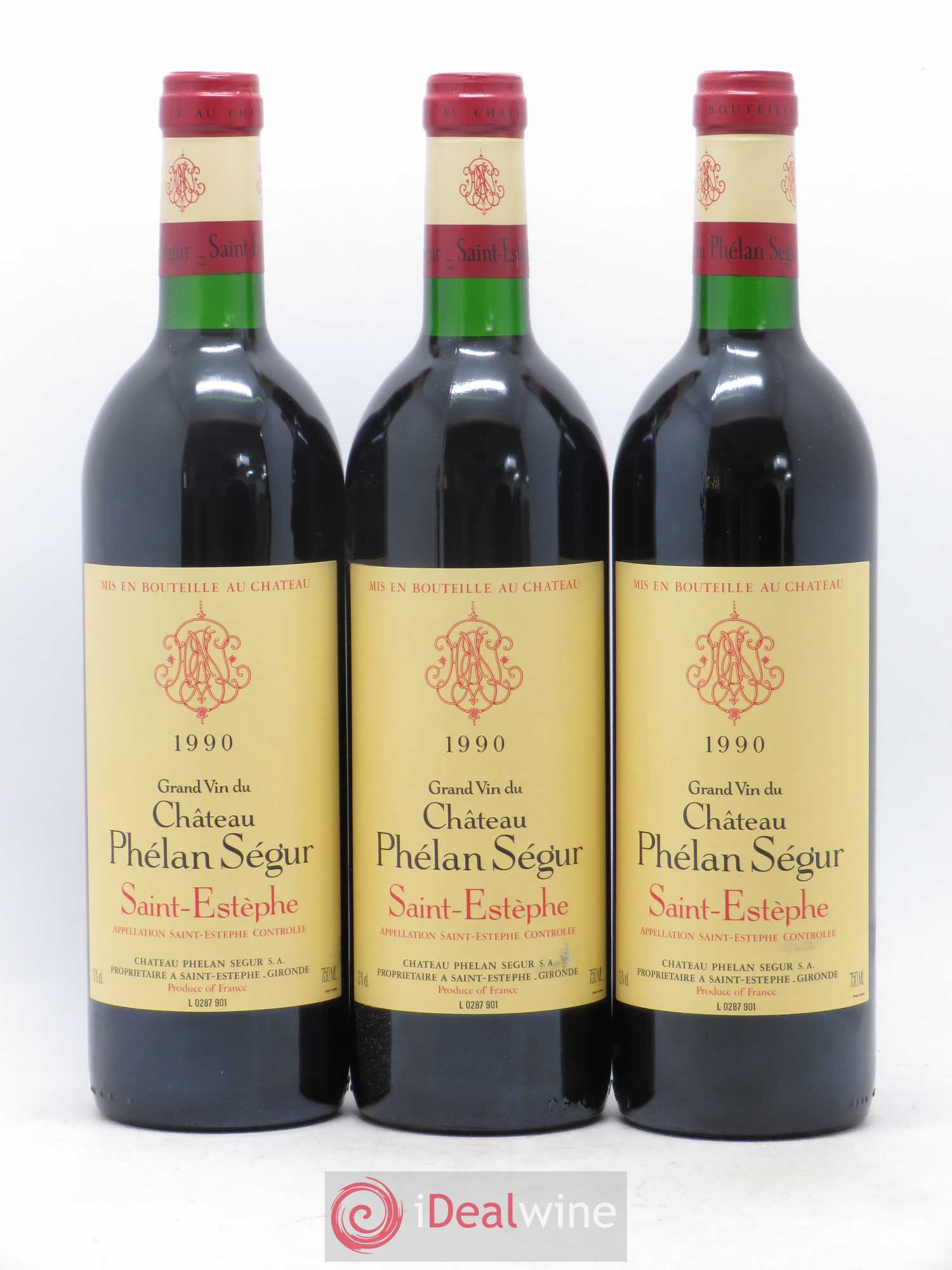 Château Phélan Ségur 1990 - Lot de 3 bouteilles - 0