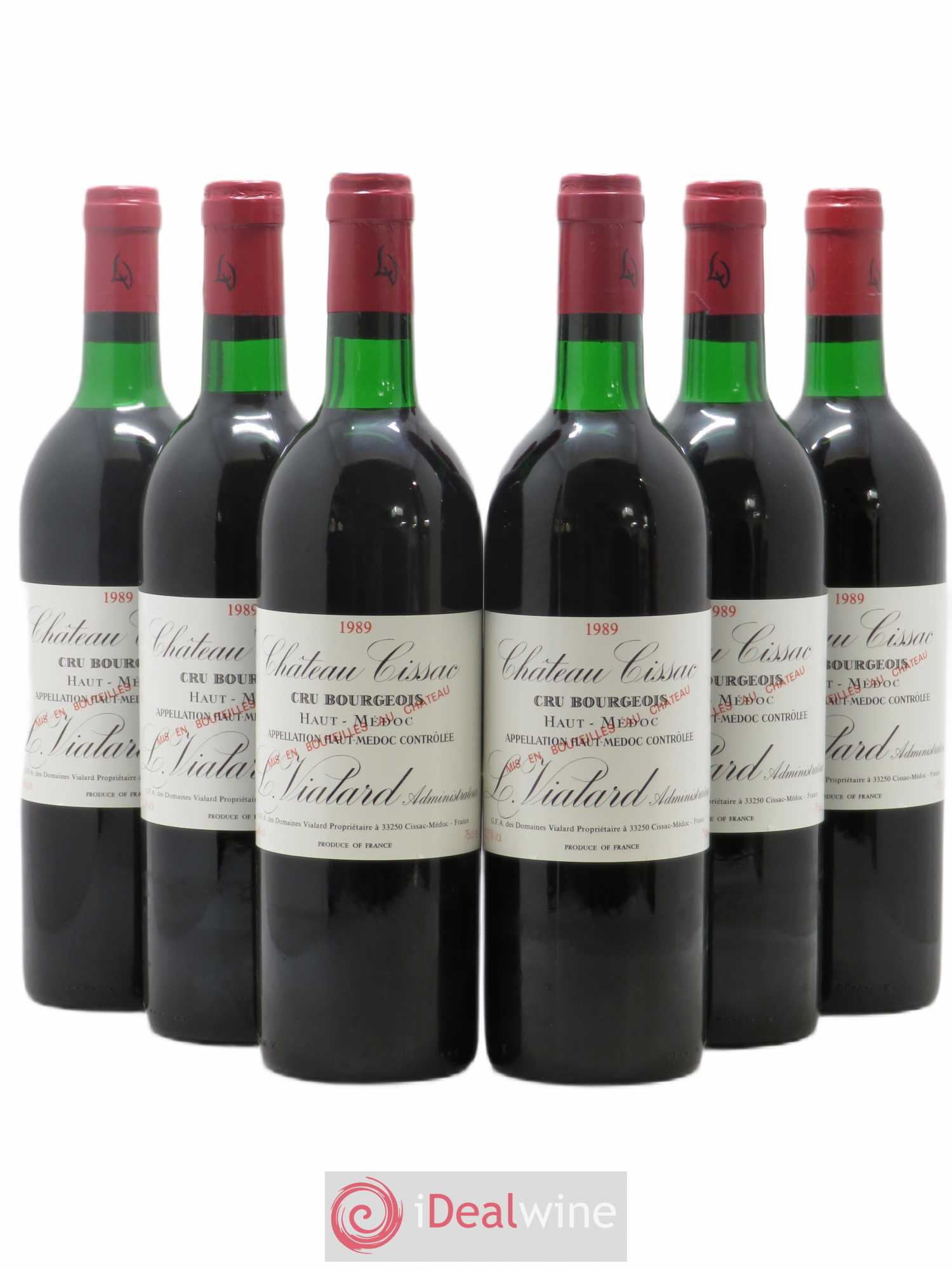 Château Cissac Cru Bourgeois 1989 - Lot de 6 bouteilles - 0