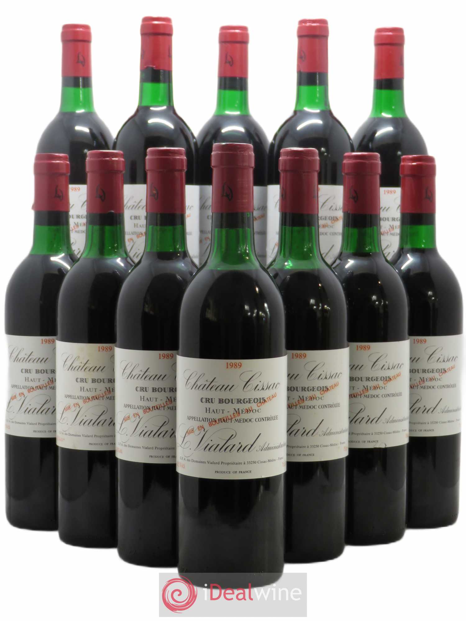 Château Cissac Cru Bourgeois 1989 - Lot de 12 bouteilles - 0