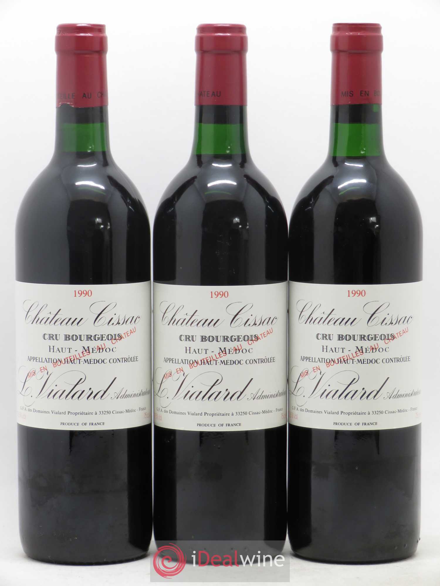Château Cissac Cru Bourgeois 1990 - Lot de 12 bouteilles - 1