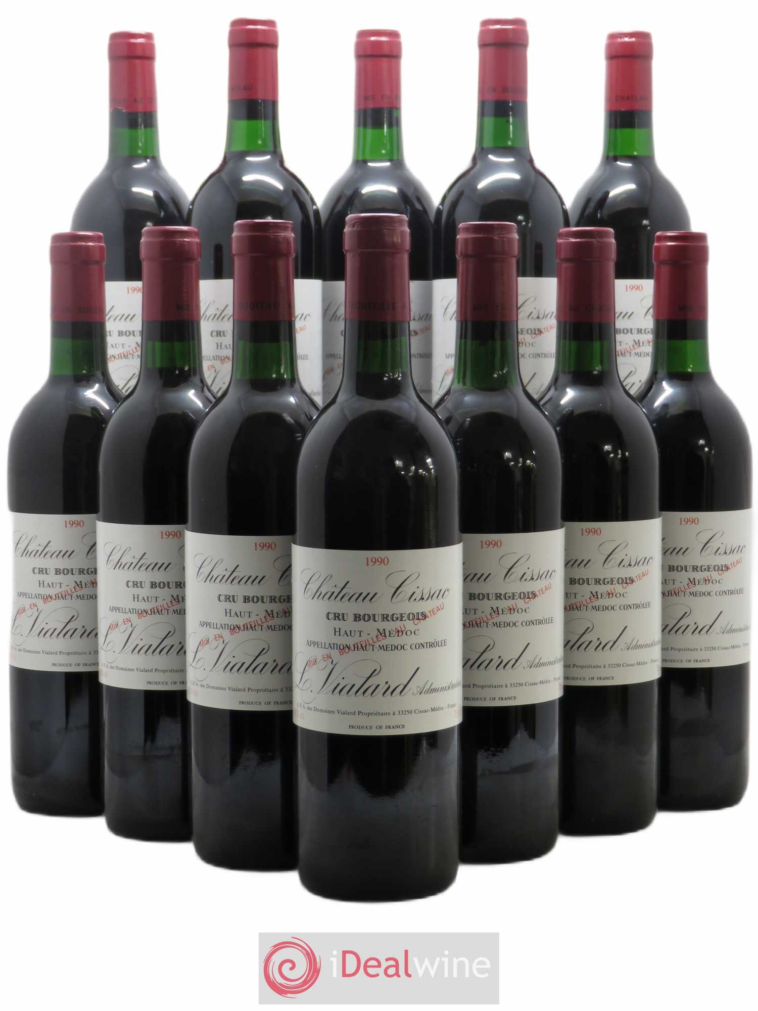 Château Cissac Cru Bourgeois 1990 - Lot de 12 bouteilles - 0