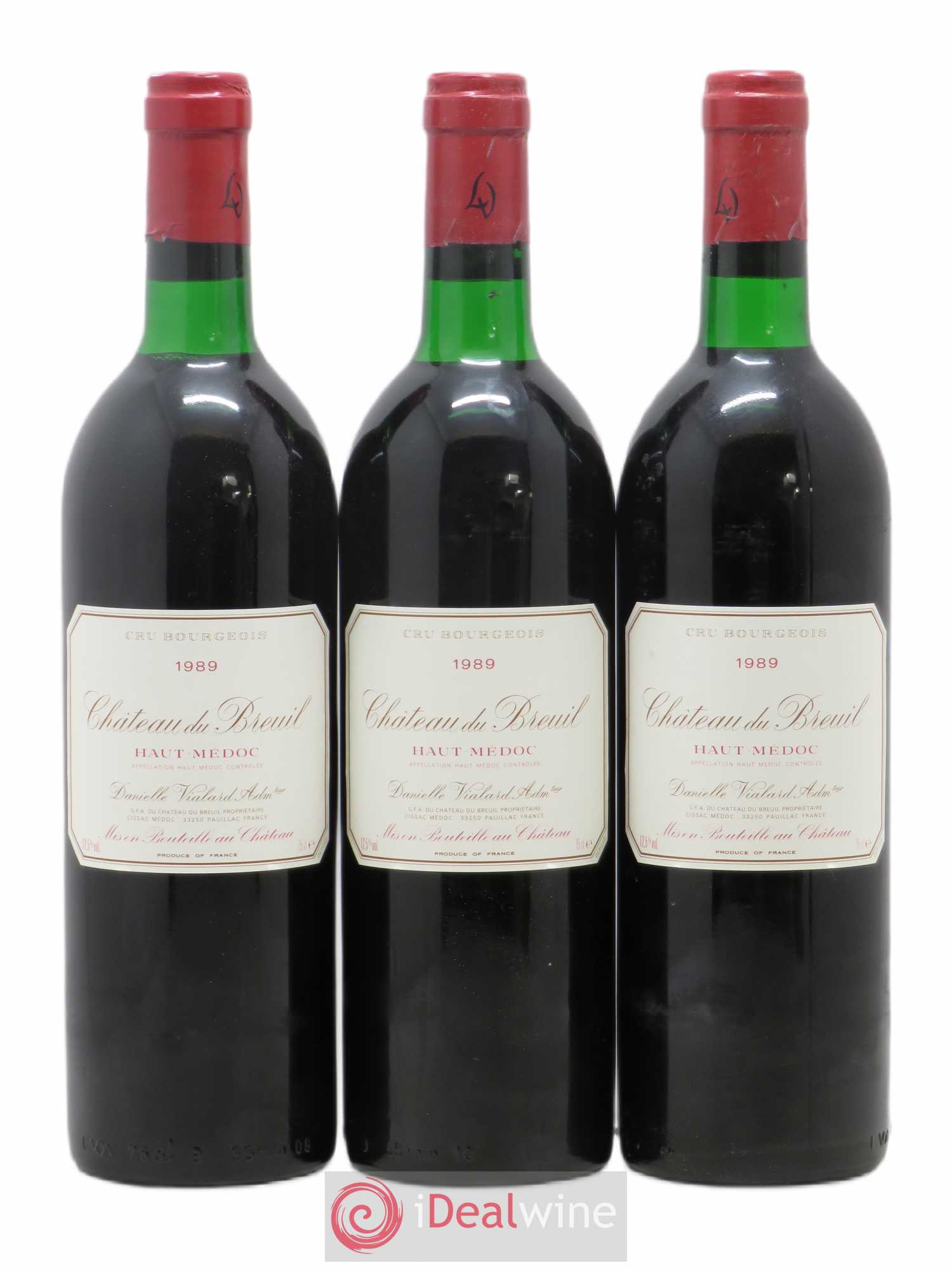Château du Breuil Cru Bourgeois 1989 - Lot de 3 bouteilles - 0