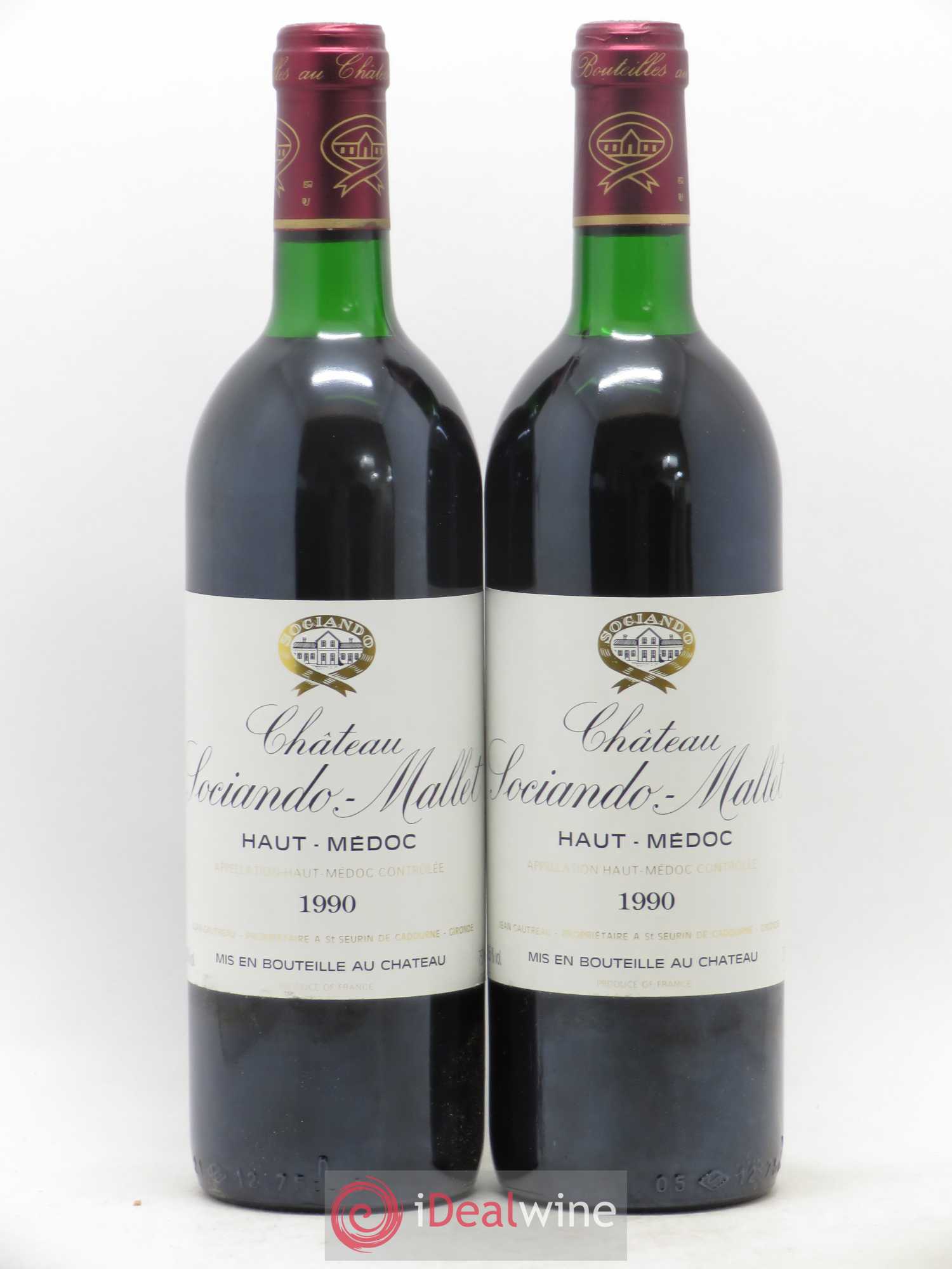 Château Sociando Mallet 1990 - Lot de 2 bouteilles - 0