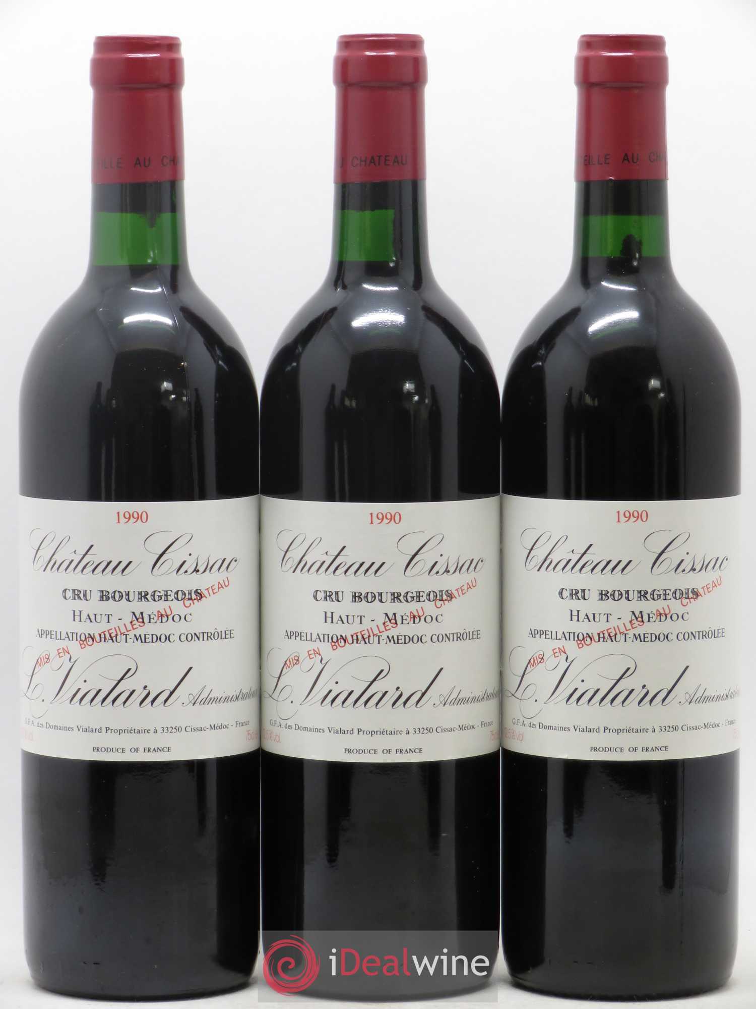 Château Cissac Cru Bourgeois 1990 - Lot de 6 bouteilles - 1
