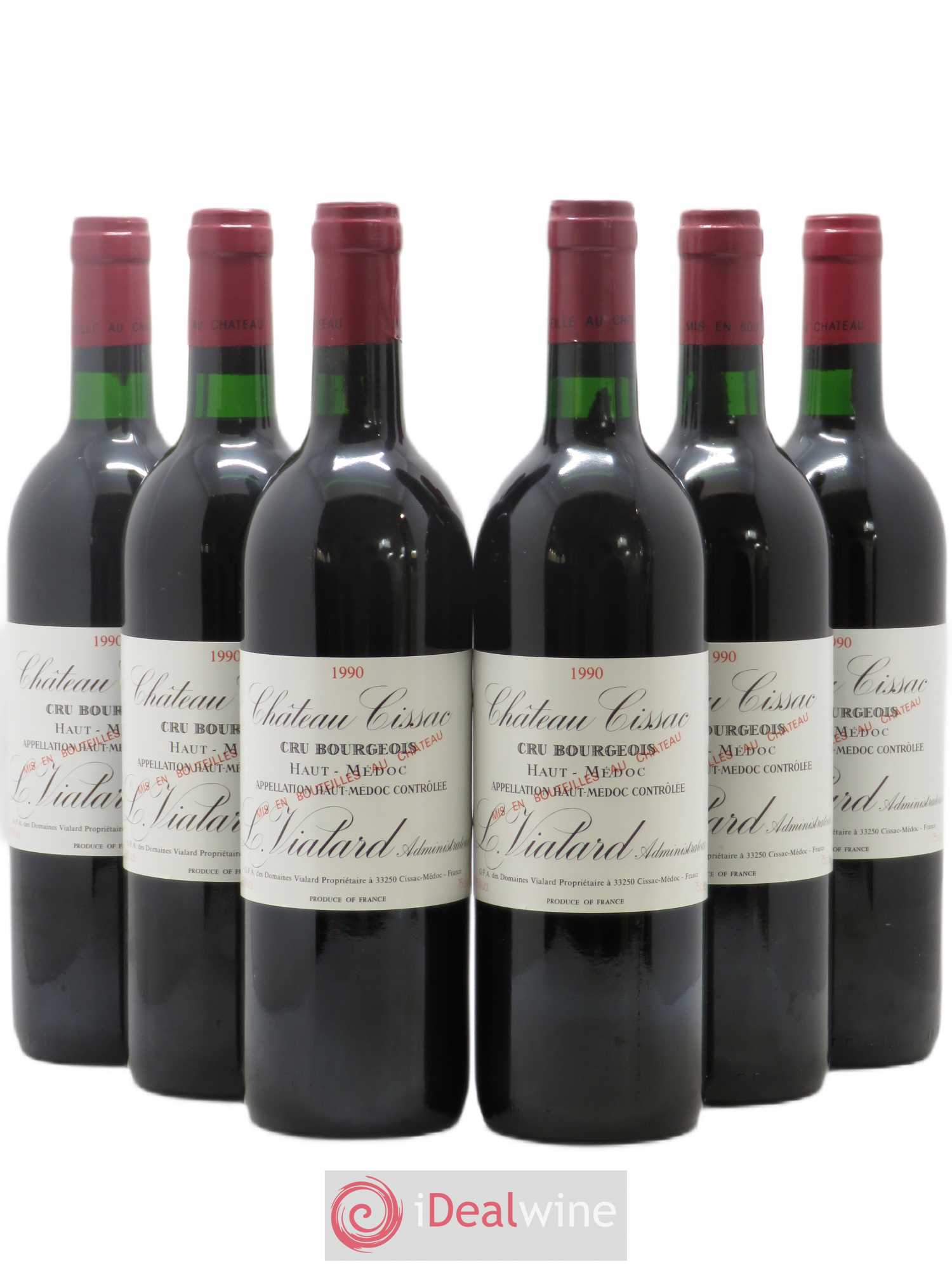 Château Cissac Cru Bourgeois 1990 - Lot de 6 bouteilles - 0