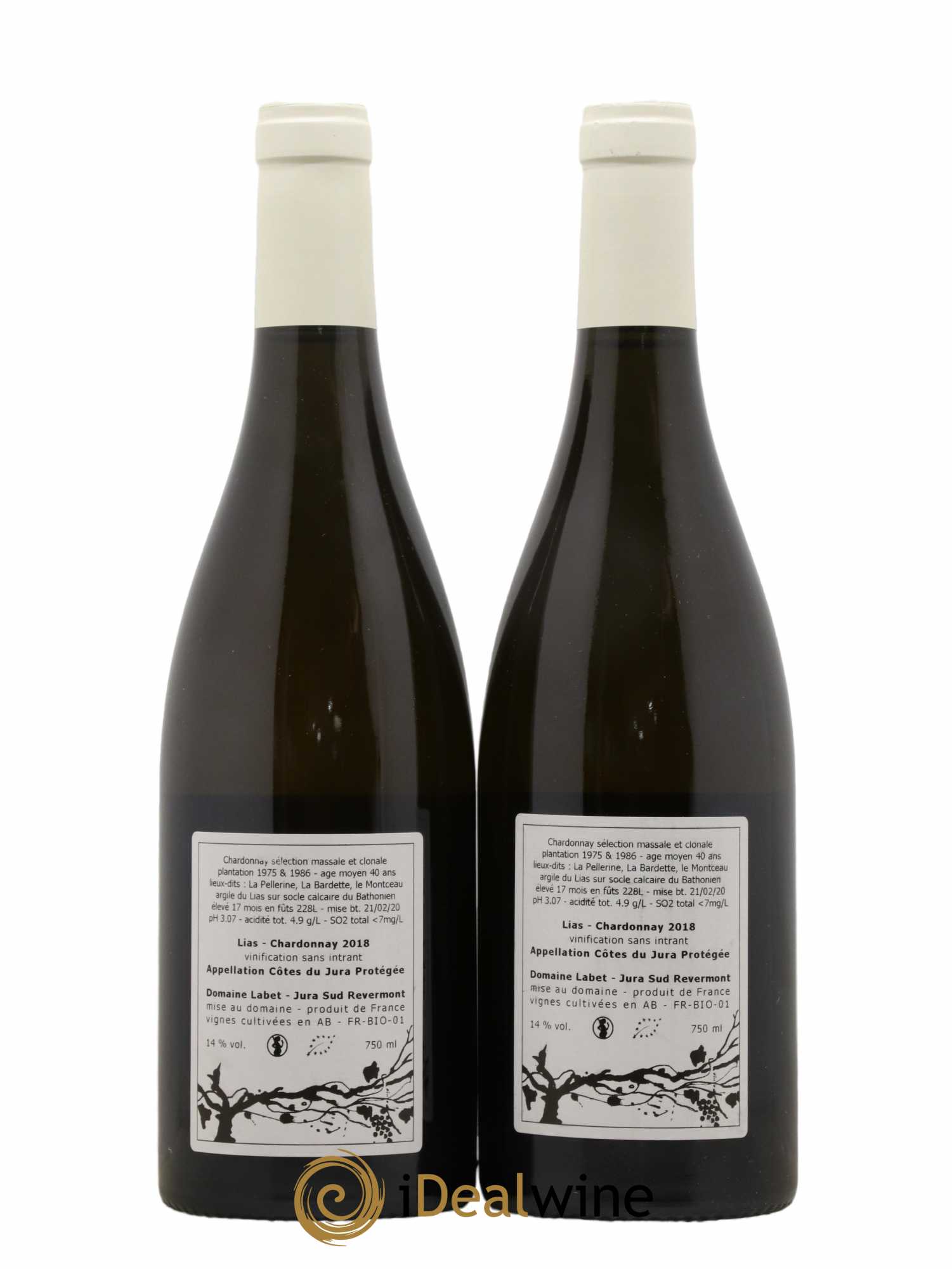 Côtes du Jura Chardonnay Lias Romain - Julien - Charline Labet (sans prix de réserve) 2018 - Lot de 2 bouteilles - 1