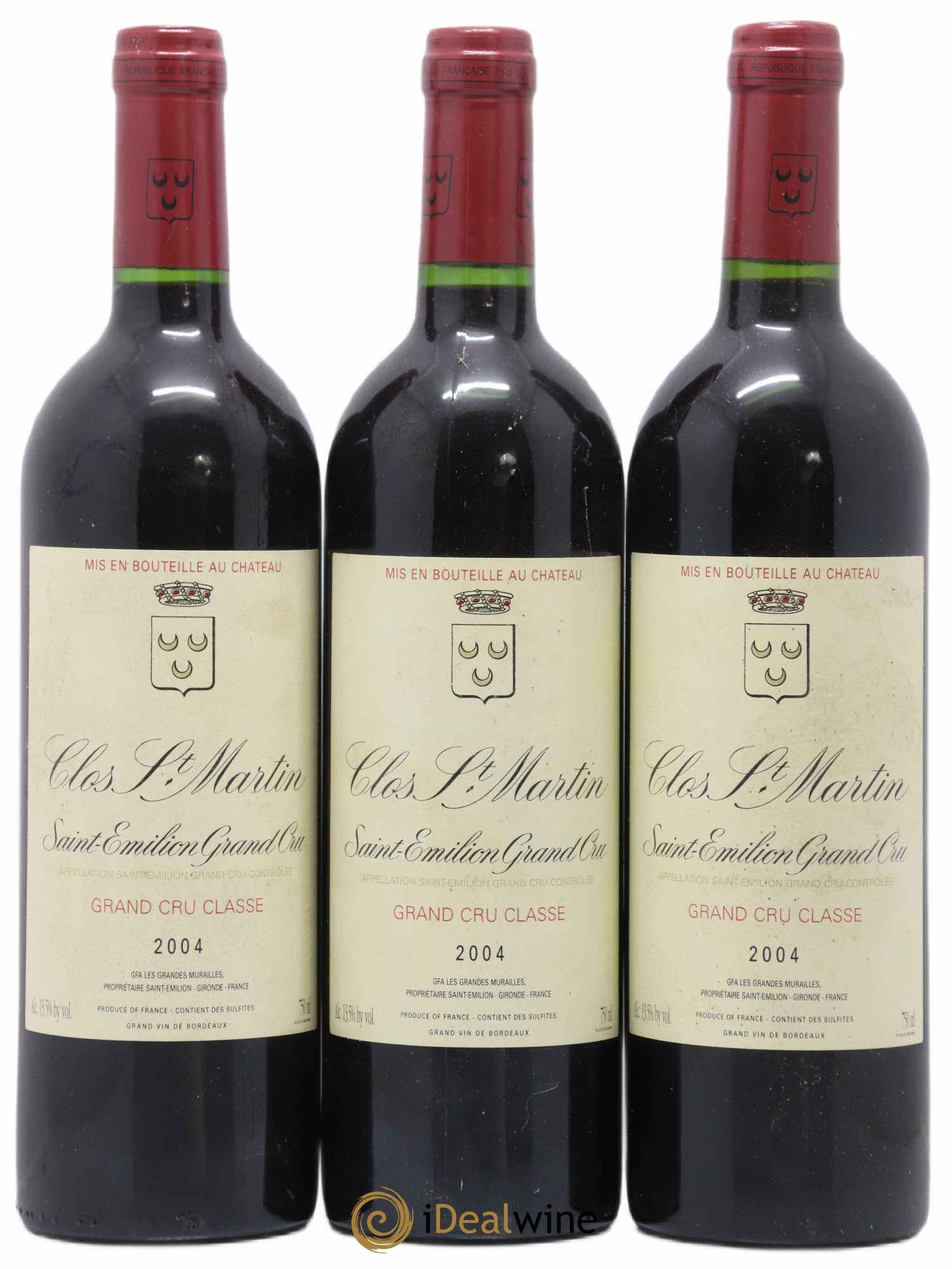 Clos Saint Martin Grand Cru Classé 2004 - Lot de 3 bouteilles - 0