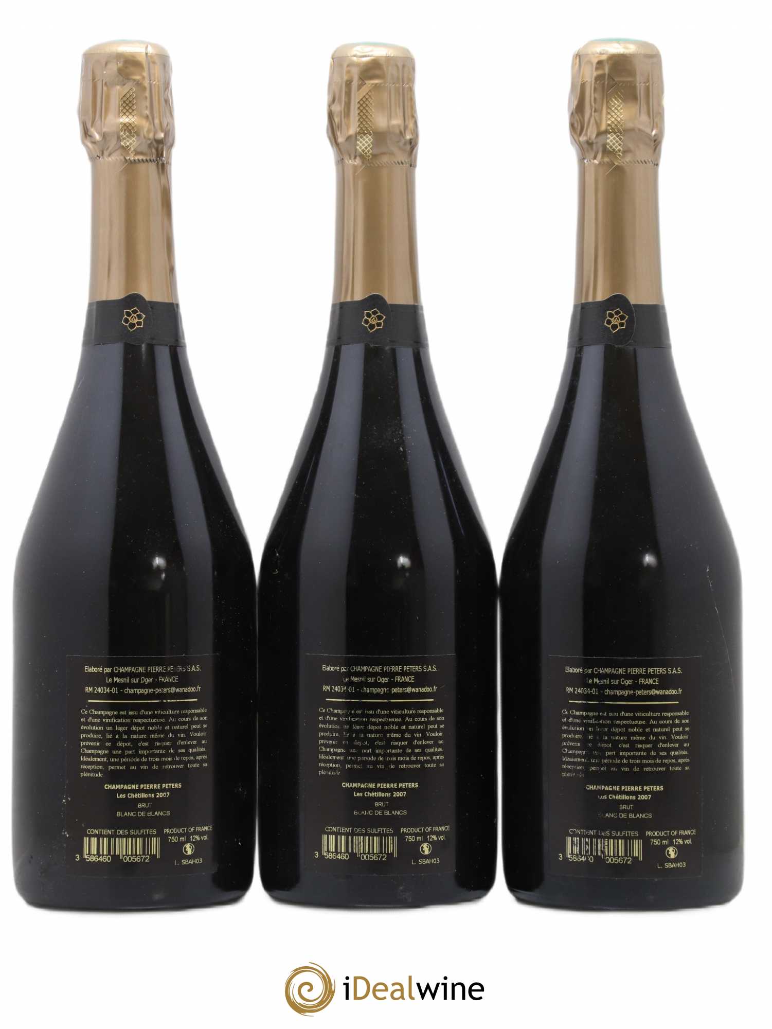 Cuvée Spéciale les Chétillons Blanc de Blancs Brut Pierre Péters 2007 - Lot de 3 bouteilles - 1