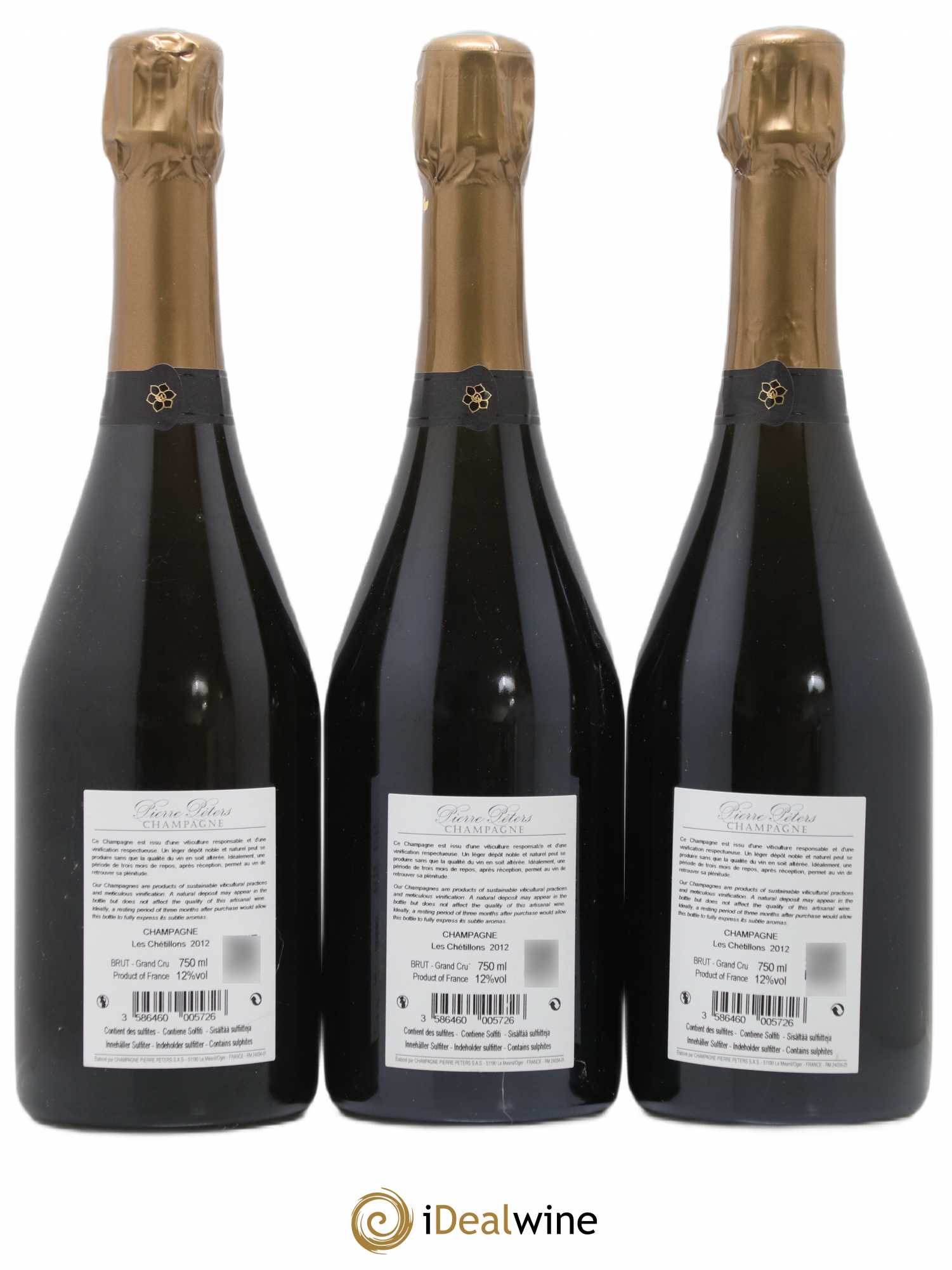 Cuvée Spéciale les Chétillons Blanc de Blancs Brut Pierre Péters Blanc de Blancs Montjolys Domaine Pierre Peters 2012 - Posten von 3 Flaschen - 1