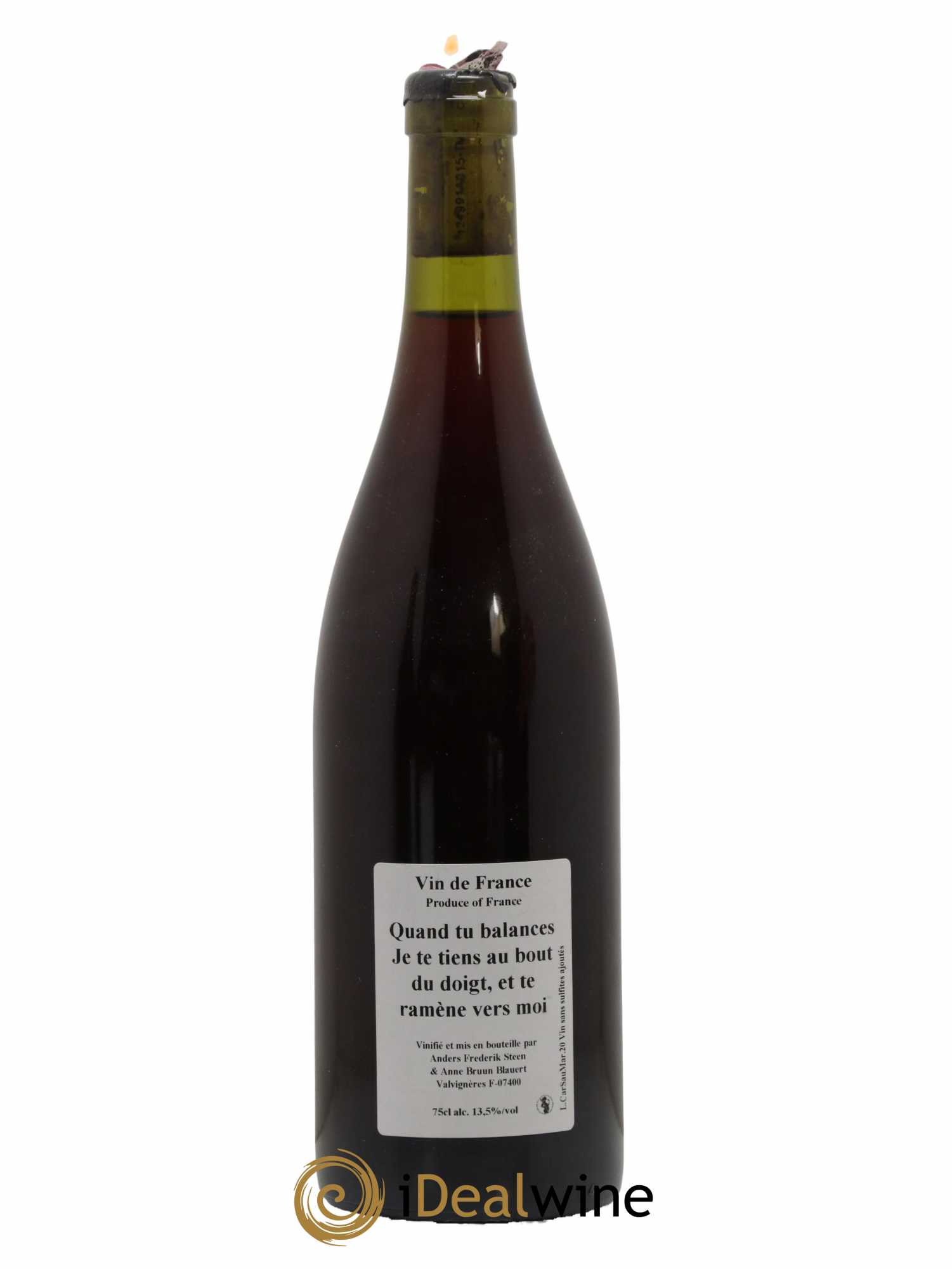 Vin de France Quand tu balances je te tiens au bout du doigt et te ramène vers moi Domaine Anders Frederick Steen 2020 - Lot de 1 bouteille - 0