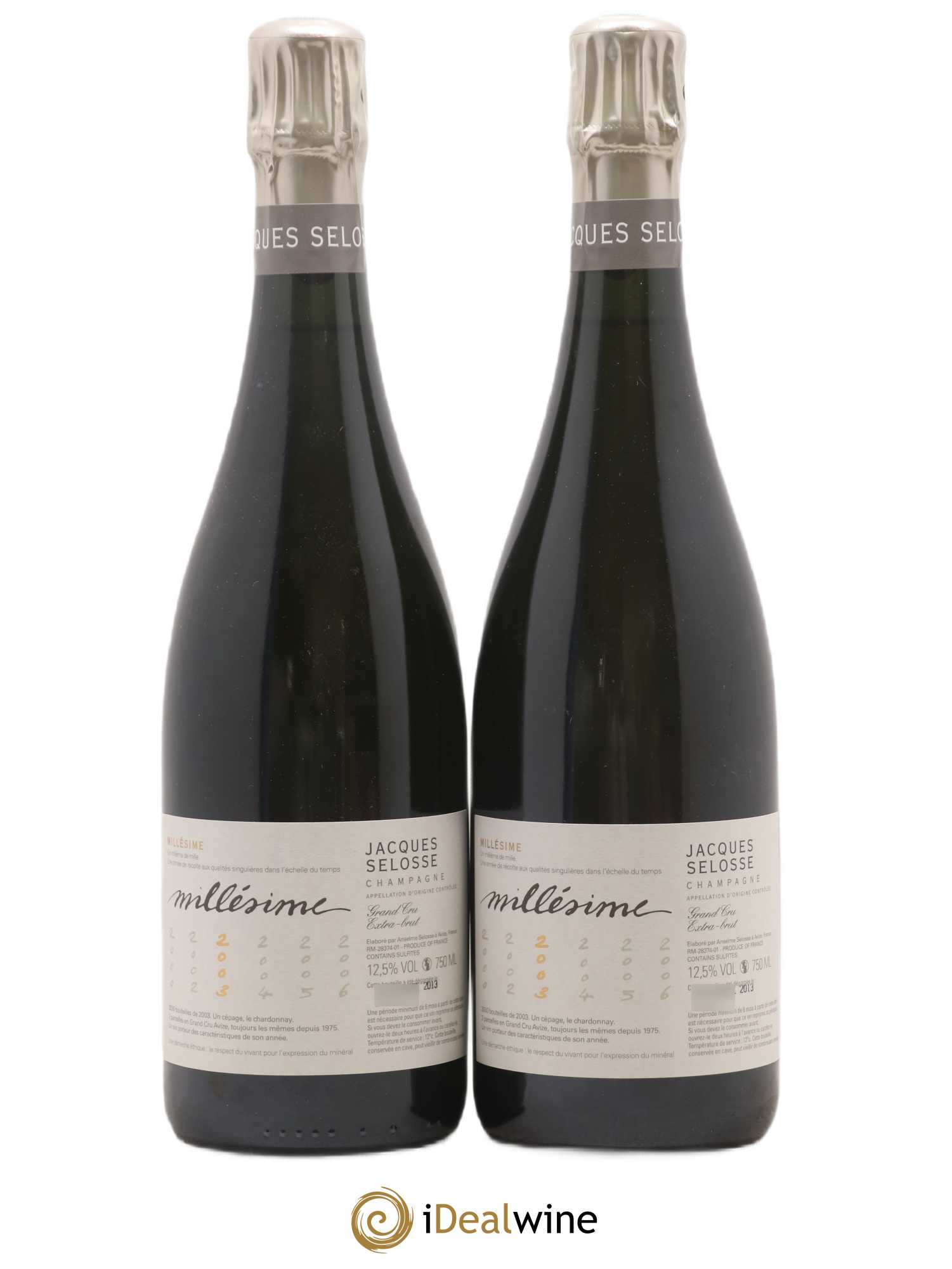 Blanc de Blancs Grand Cru Extra-Brut Jacques Selosse 2003 - Lot de 2 bouteilles - 0