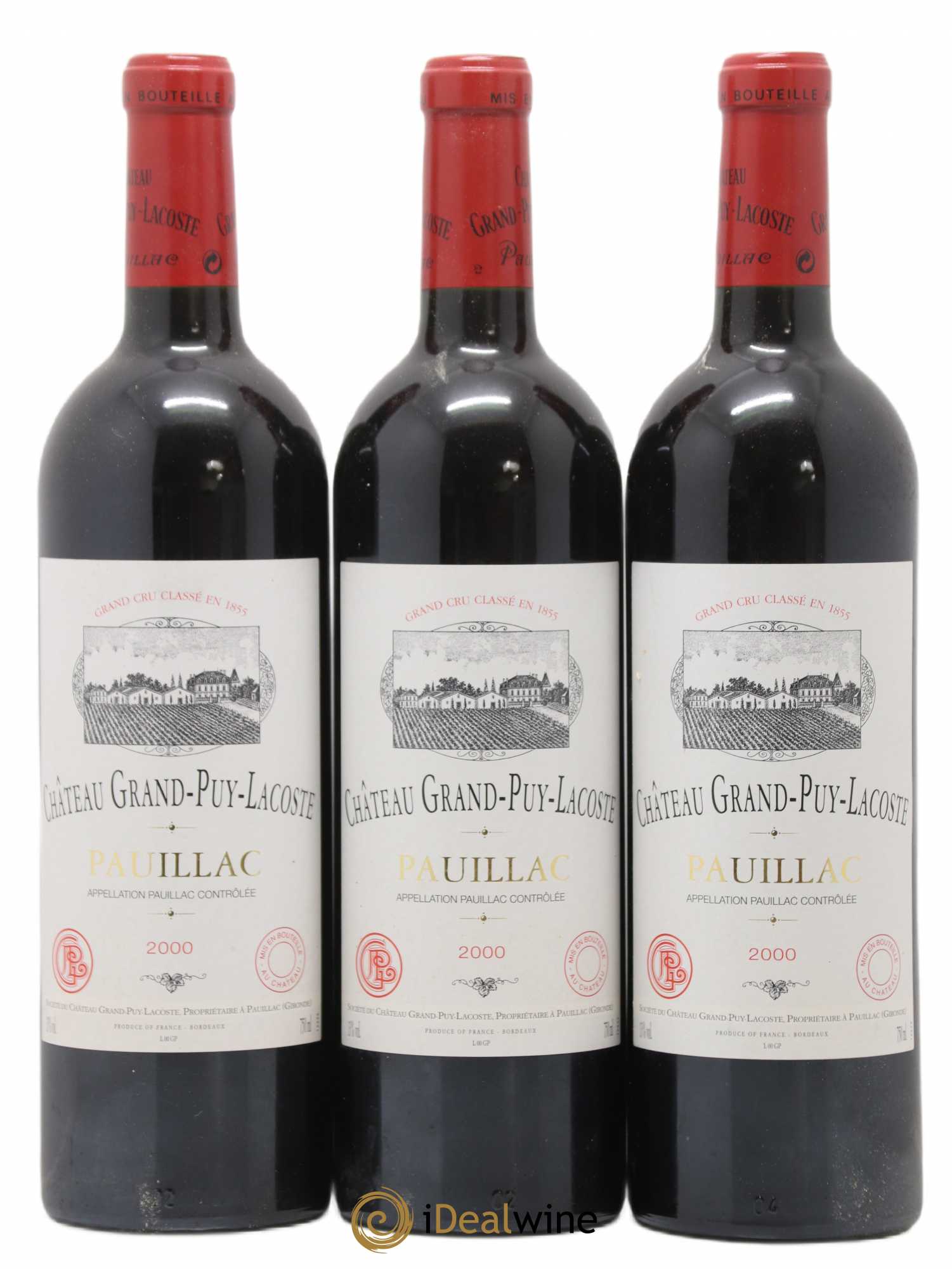 Château Grand Puy Lacoste 5ème Grand Cru Classé 2000 - Lot de 3 bouteilles - 0