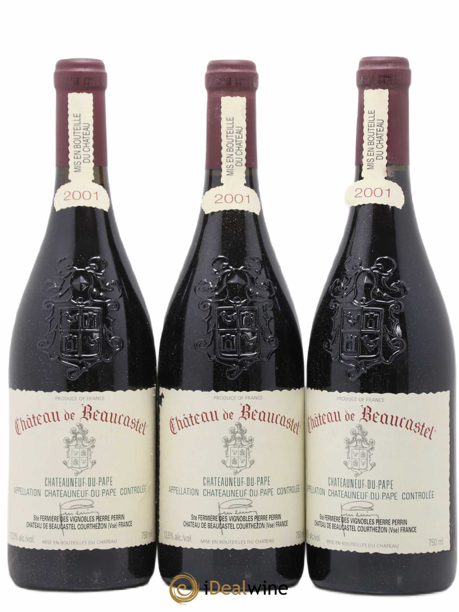 Châteauneuf-du-Pape Château de Beaucastel Famille Perrin 2001 - Lot de 3 bouteilles - 0