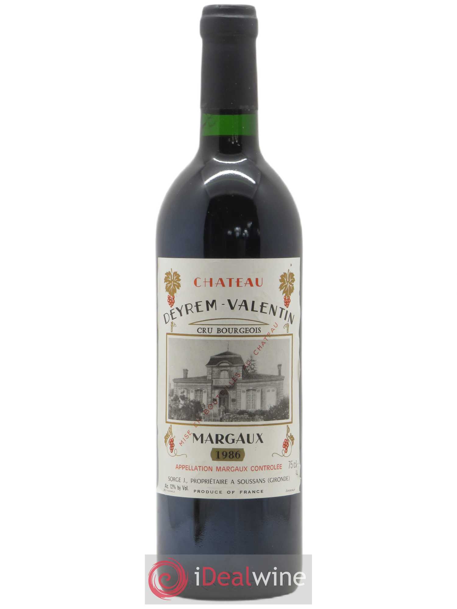 Château Deyrem Valentin Cru Bourgeois 1986 - Lot de 1 bouteille - 0