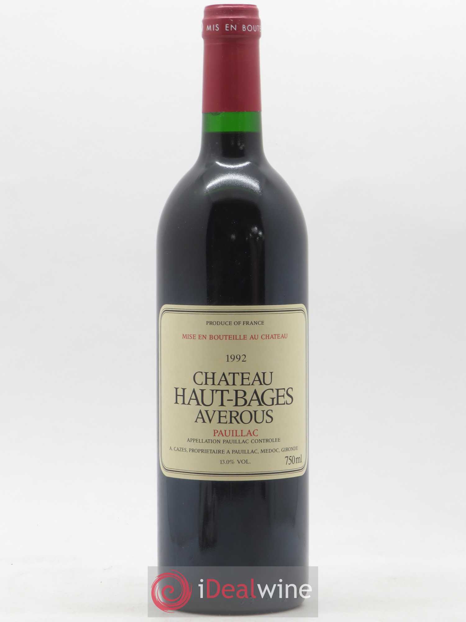Château Haut Bages Averous Cru Bourgeois 1992 - Lot de 1 bouteille - 0