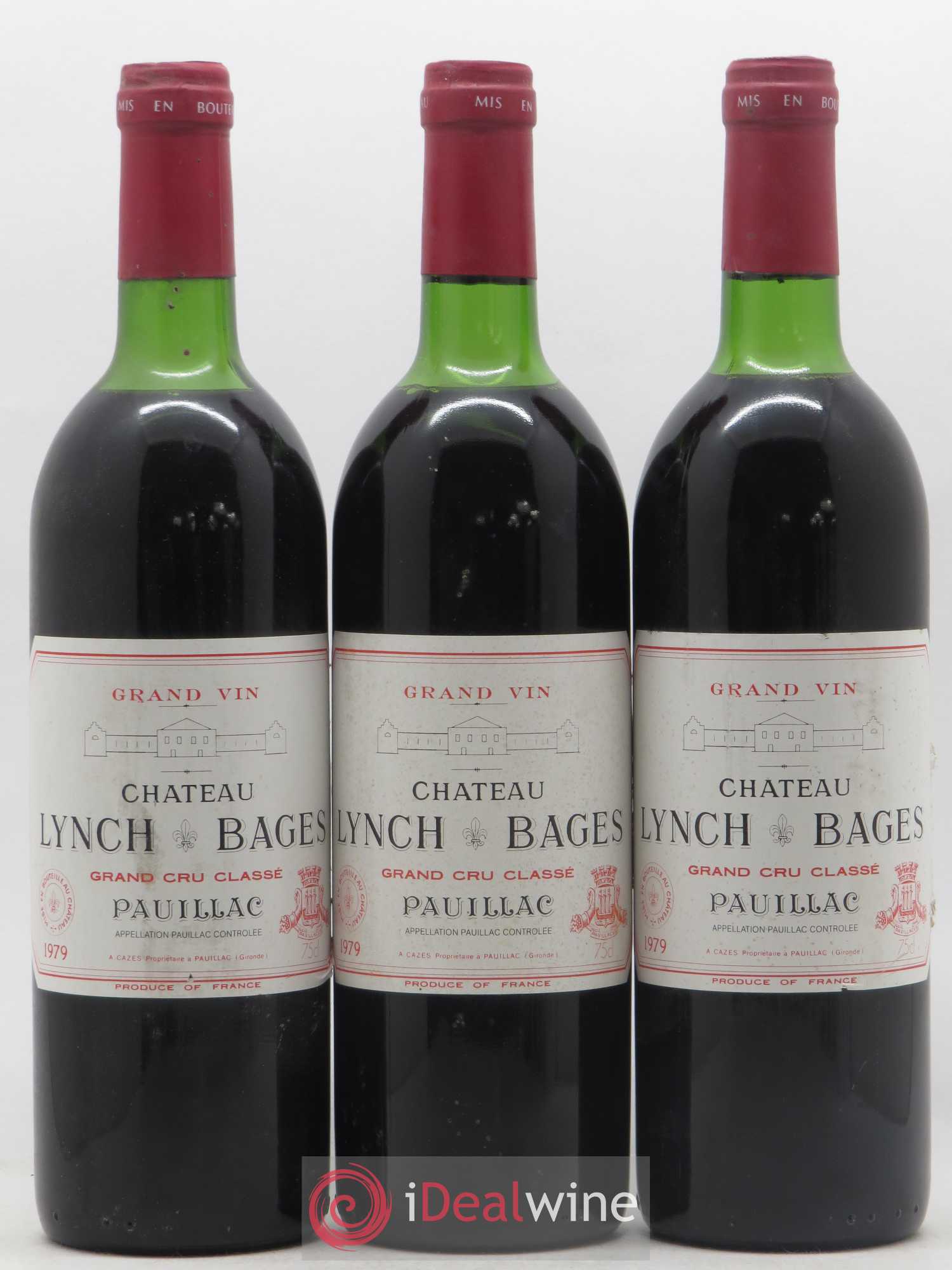 Château Lynch Bages 5ème Grand Cru Classé 1979 - Lot de 3 bouteilles - 0
