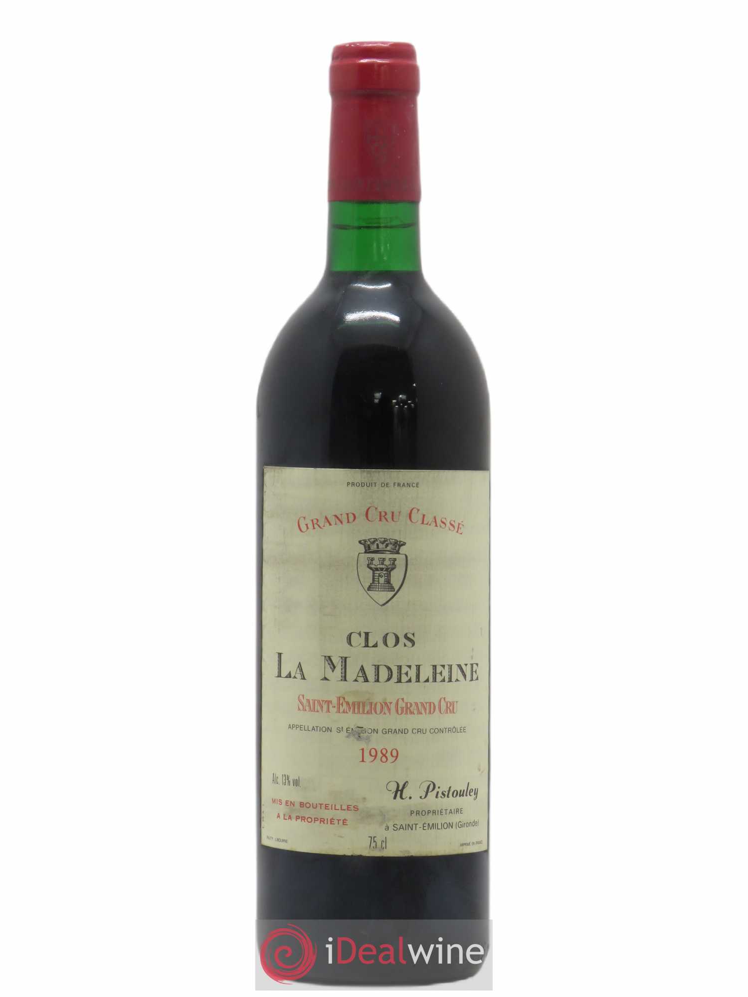 Clos la Madeleine Grand Cru Classé 1989 - Lot de 1 bouteille - 0