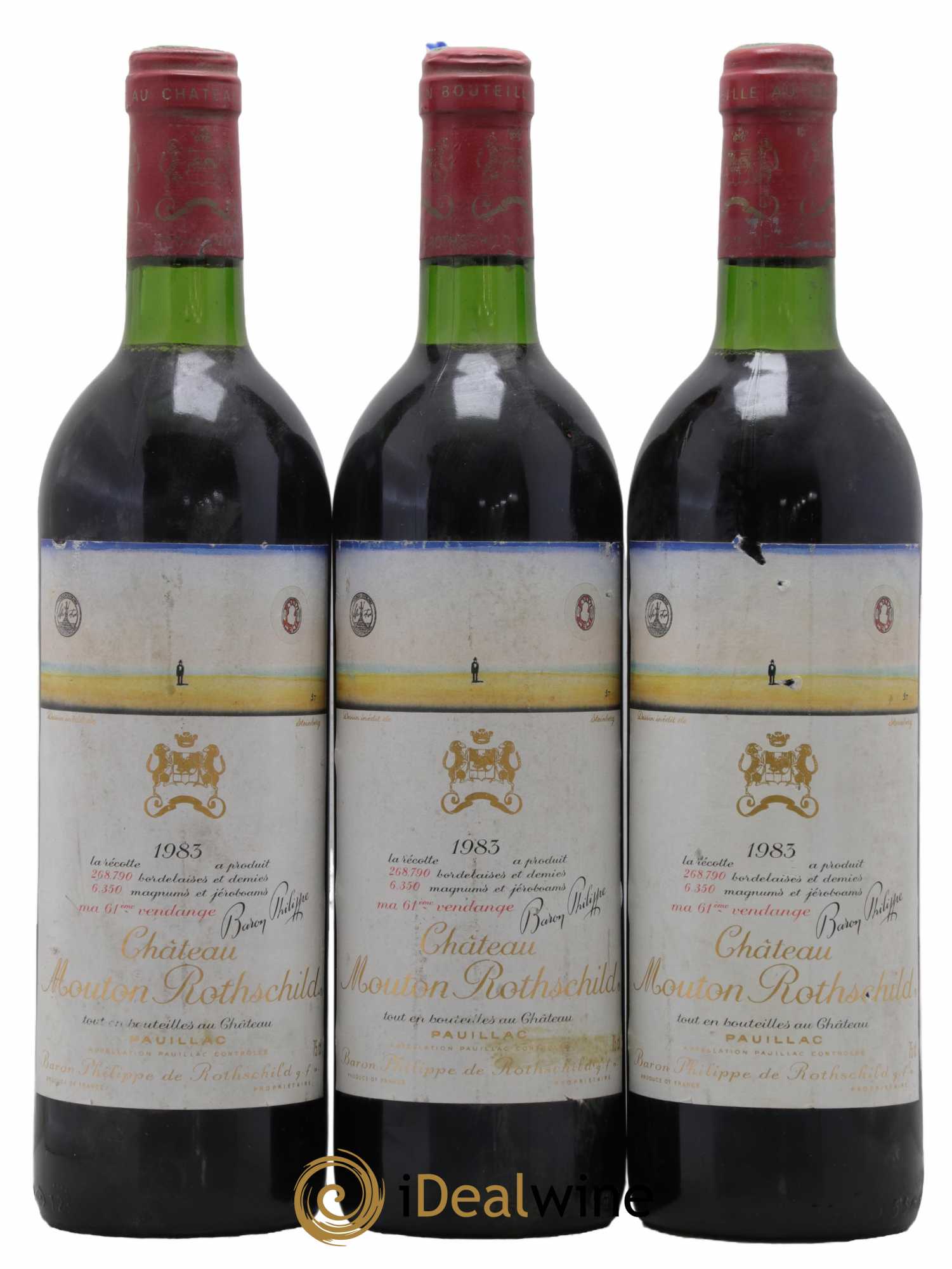 Château Mouton Rothschild 1er Grand Cru Classé 1983 - Posten von 3 Flaschen - 0