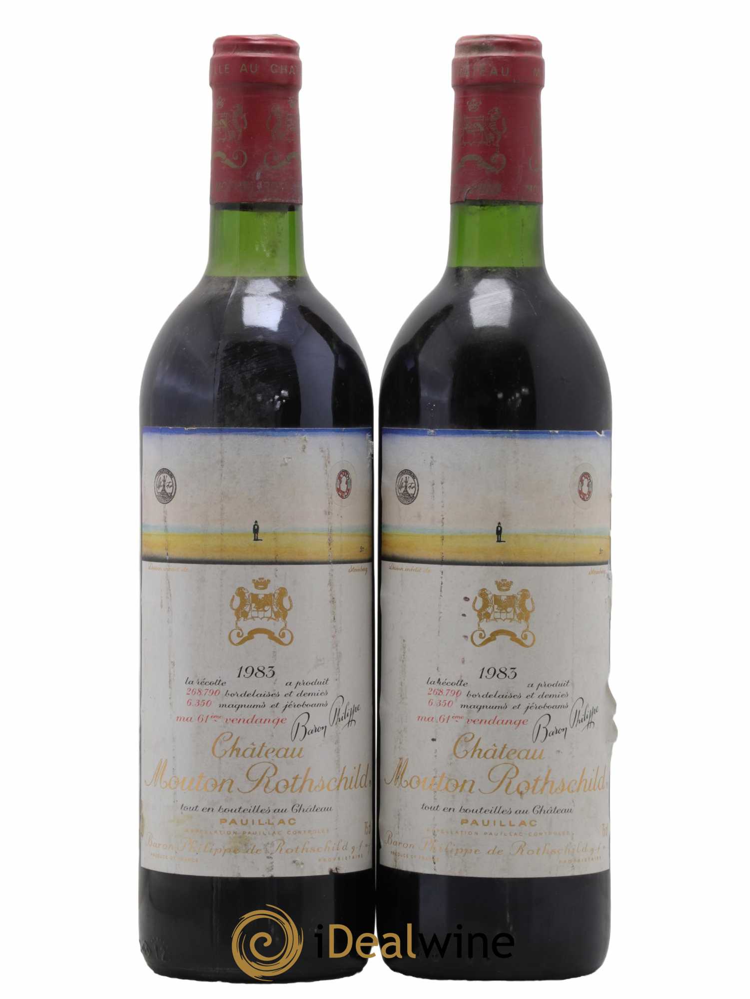Château Mouton Rothschild 1er Grand Cru Classé 1983 - Lot de 2 bouteilles - 0