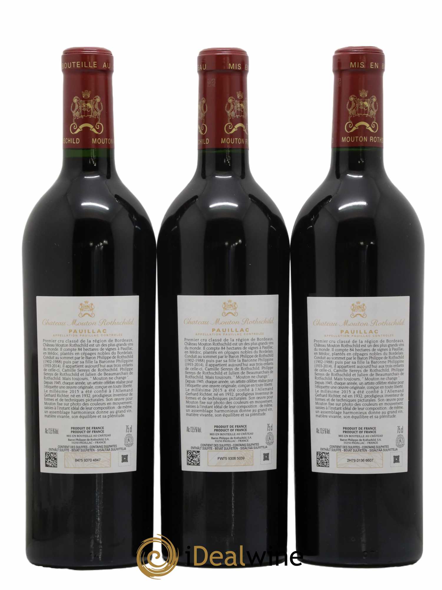 Château Mouton Rothschild 1er Grand Cru Classé 2015 - Lot de 3 bouteilles - 1