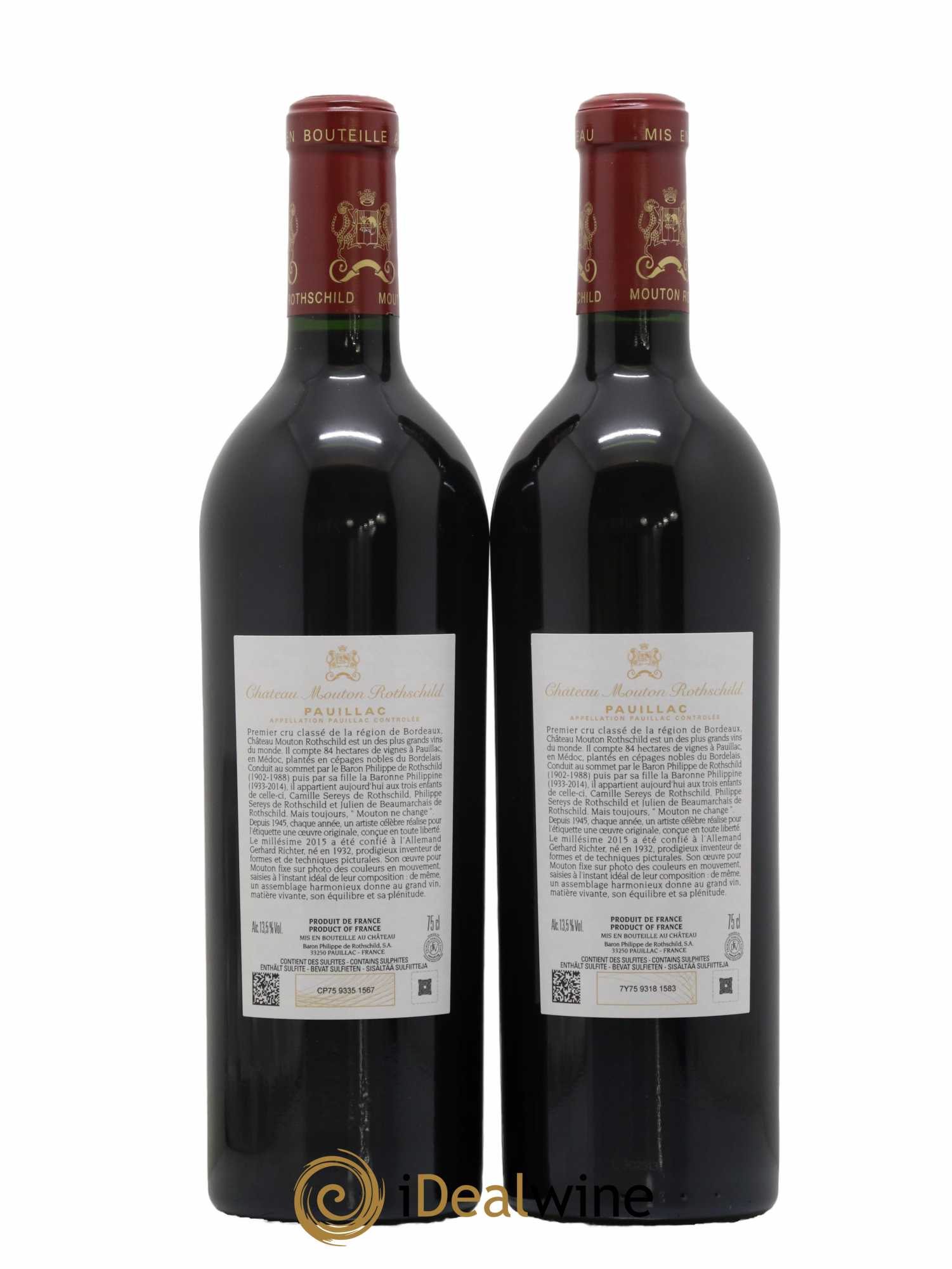 Château Mouton Rothschild 1er Grand Cru Classé 2015 - Lot de 2 bouteilles - 1